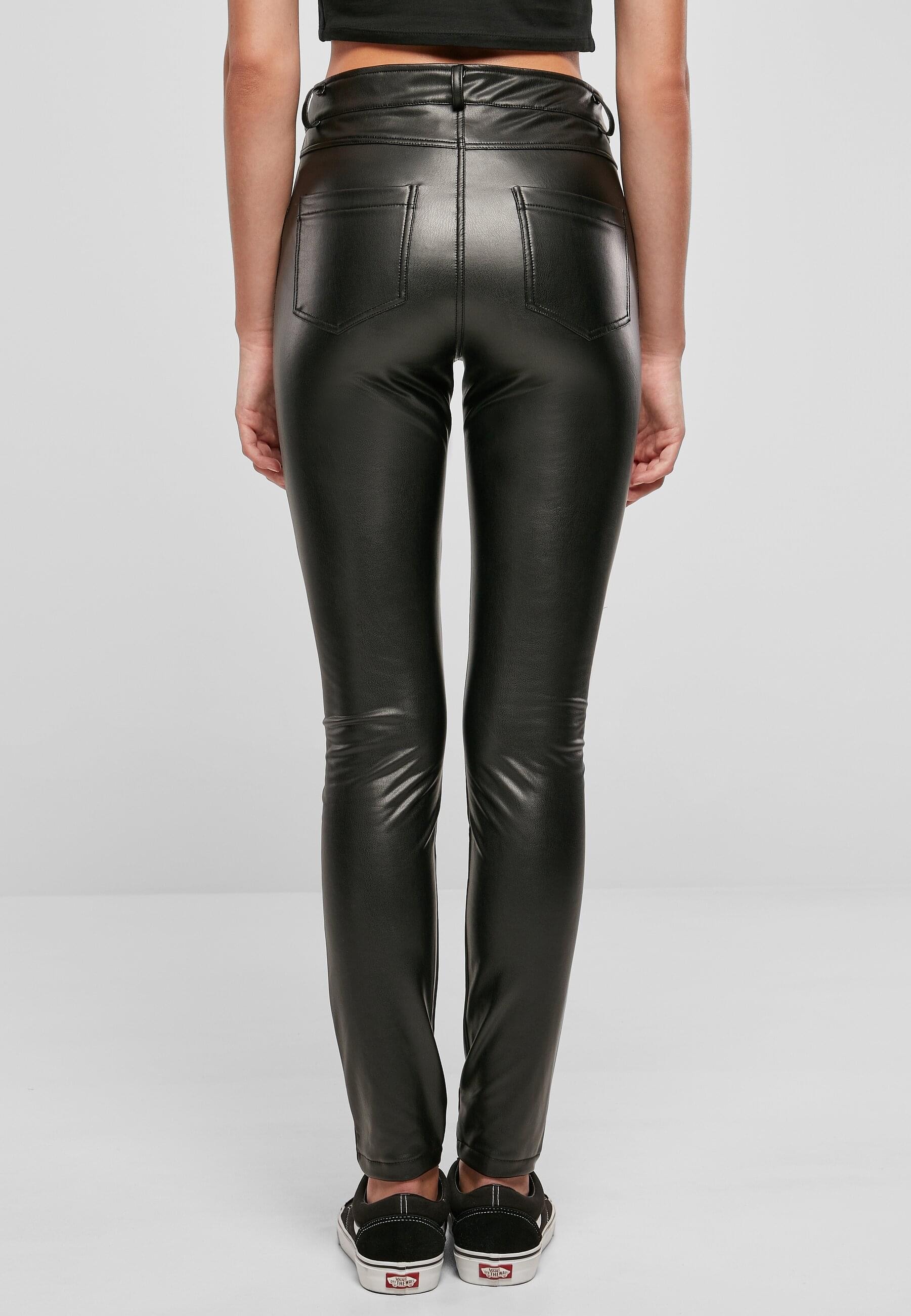 URBAN CLASSICS Stoffhose »Urban Classics Damen Ladies Mid Waist Synthetic Leather Pants«, (1 tlg.)