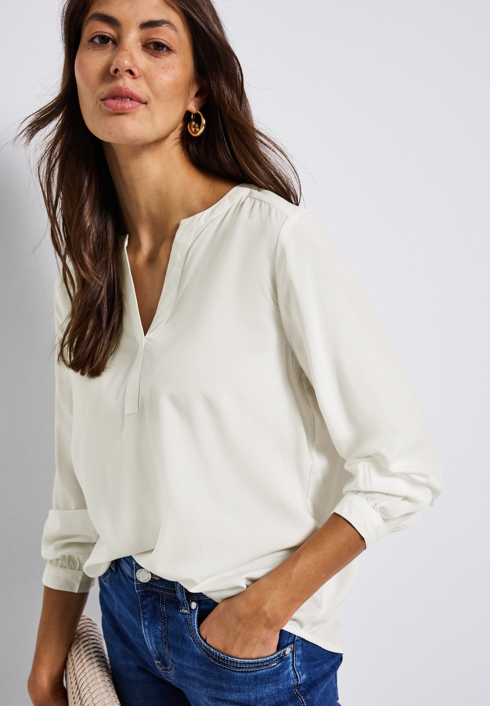 Street One Long Sleeve Blouse Wool White 44 2