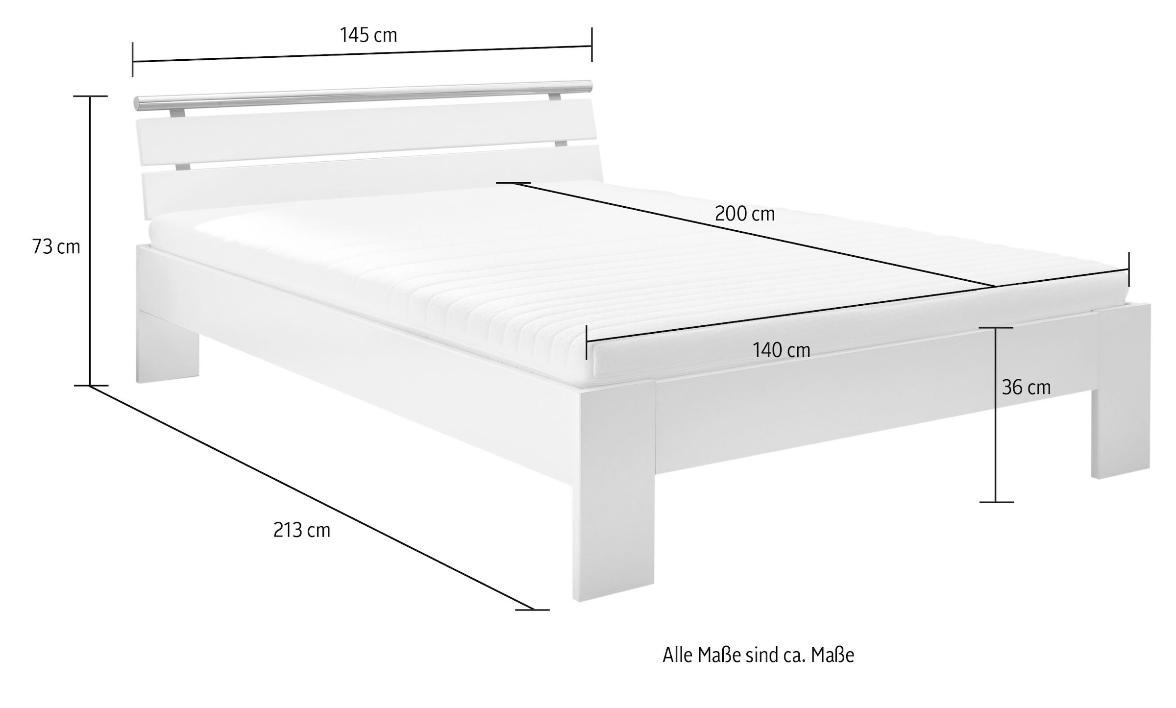 Schlafkontor Futonbett »Nizza«, Breite 140 cm, mit XXL Belastbarkeit bis zu 200 kg