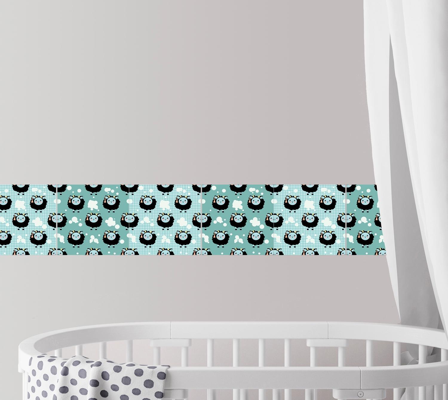 queence Fliesenaufkleber »Schafe & Punkte«, Stickerfliesen, selbstklebend, Sticker, 12er Set