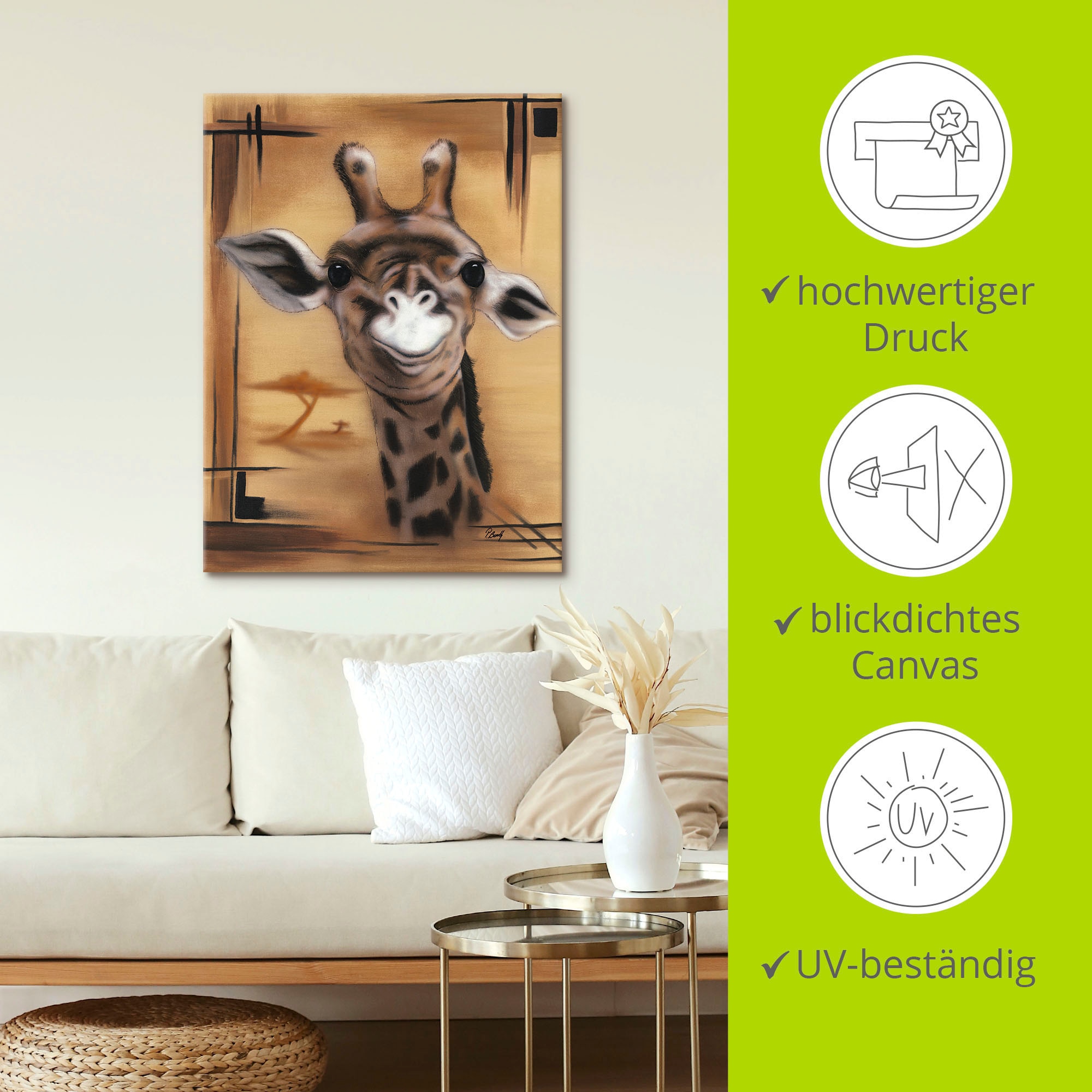Artland Wandbild »Giraffe«, Giraffen Bilder, (1 St.), als Alubild, Outdoorbild, Leinwandbild in verschied. Größen