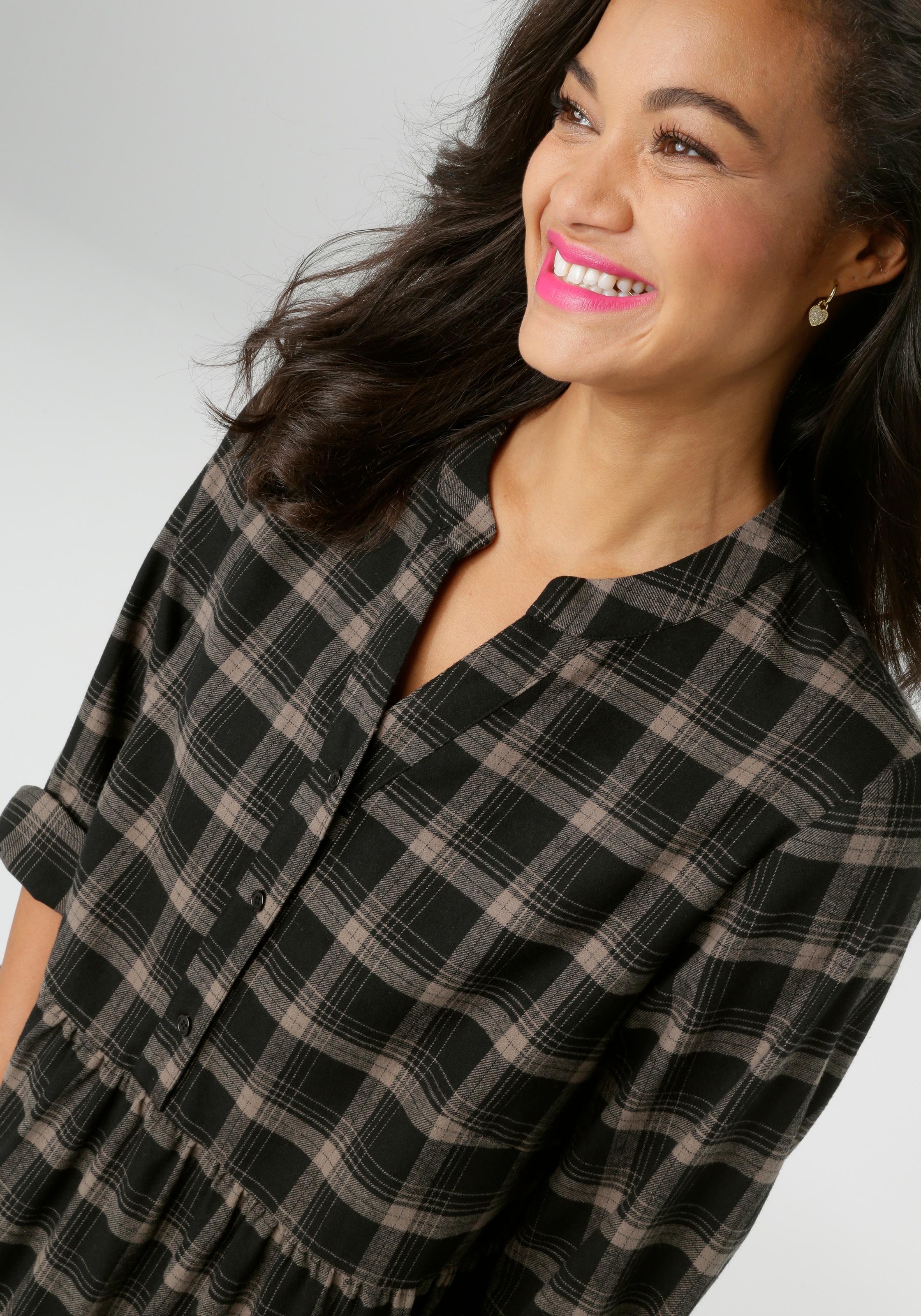Aniston PLUS Karokleid, aus weicher Flanell mit Karo - NEUE KOLLEKTION