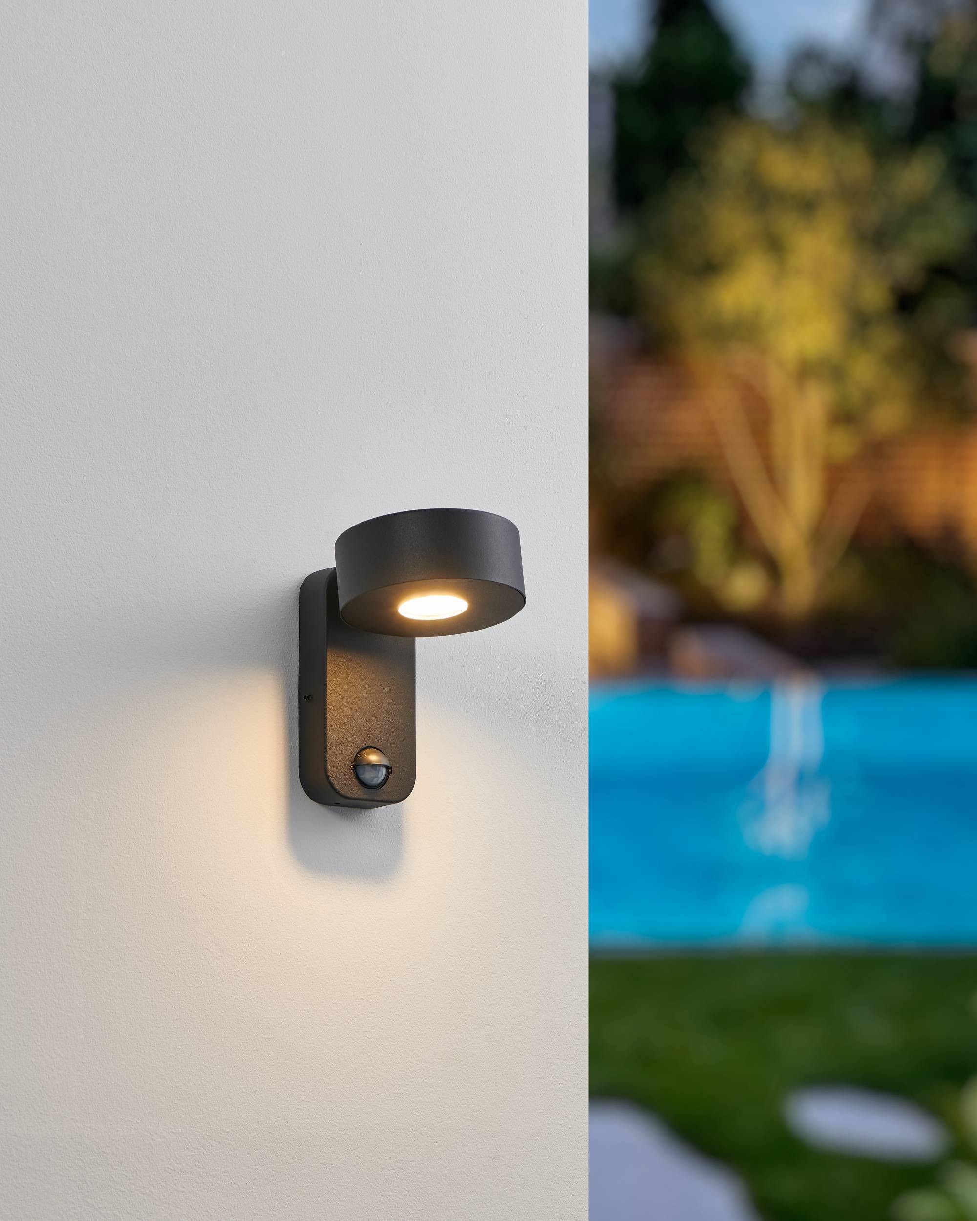 EGLO Wandleuchte »Palosco Wandlampe, Außenleuchte, Stahl und Kunststoff, IP44, Lampe« LED-Modul 1 Stk. Warmweiß