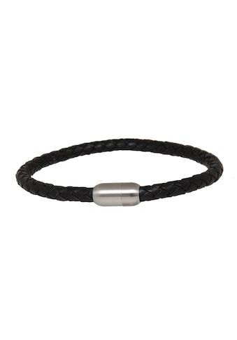 Armband »Edelstahl mit geflochtenem Leder schwarz«