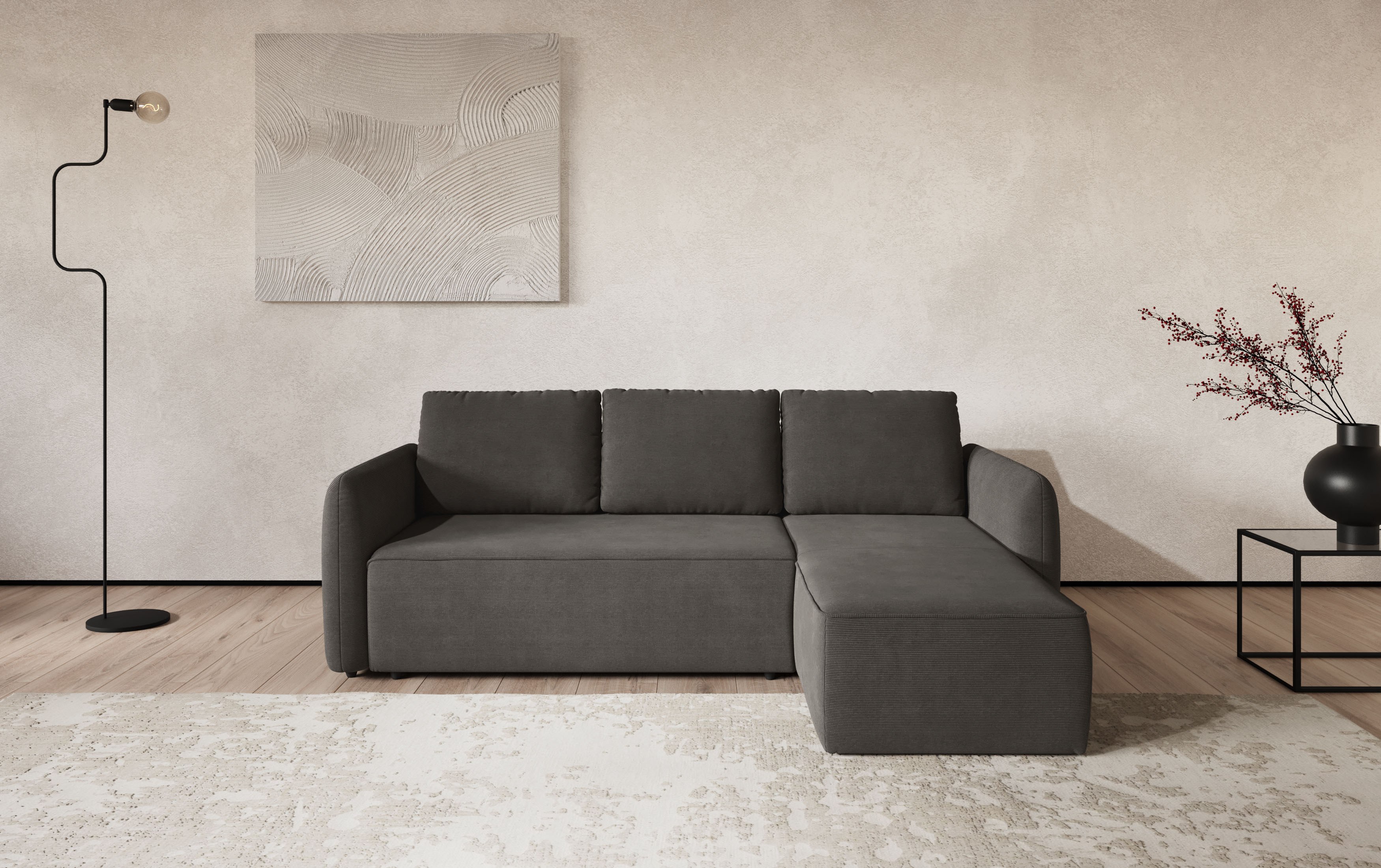 COTTA Ecksofa "Flow, bequem, L-Form, Breite 239 cm, schmale Armlehnen" wahlweise mit Schlaffunktion