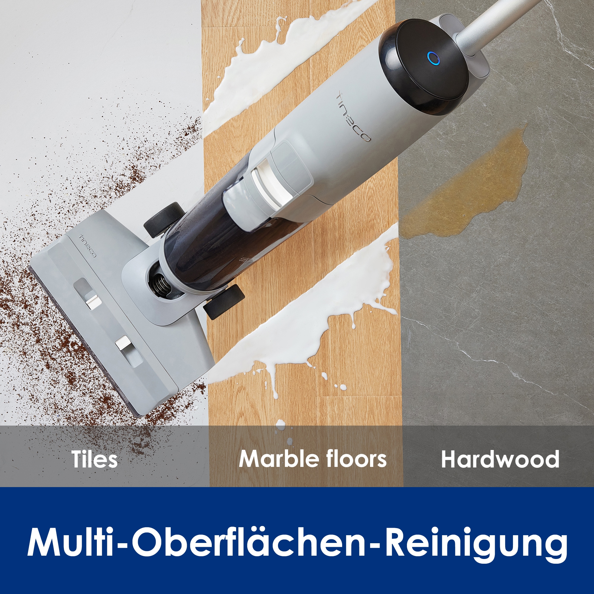 Tineco Nass-Trocken-Sauger »Tineco iFLOOR 5 Breeze mit automatischer Selbstreinigung« beutellos, 35 Min Akku, Tierhaarfilter, Hartbodenreiniger, Doppeltank