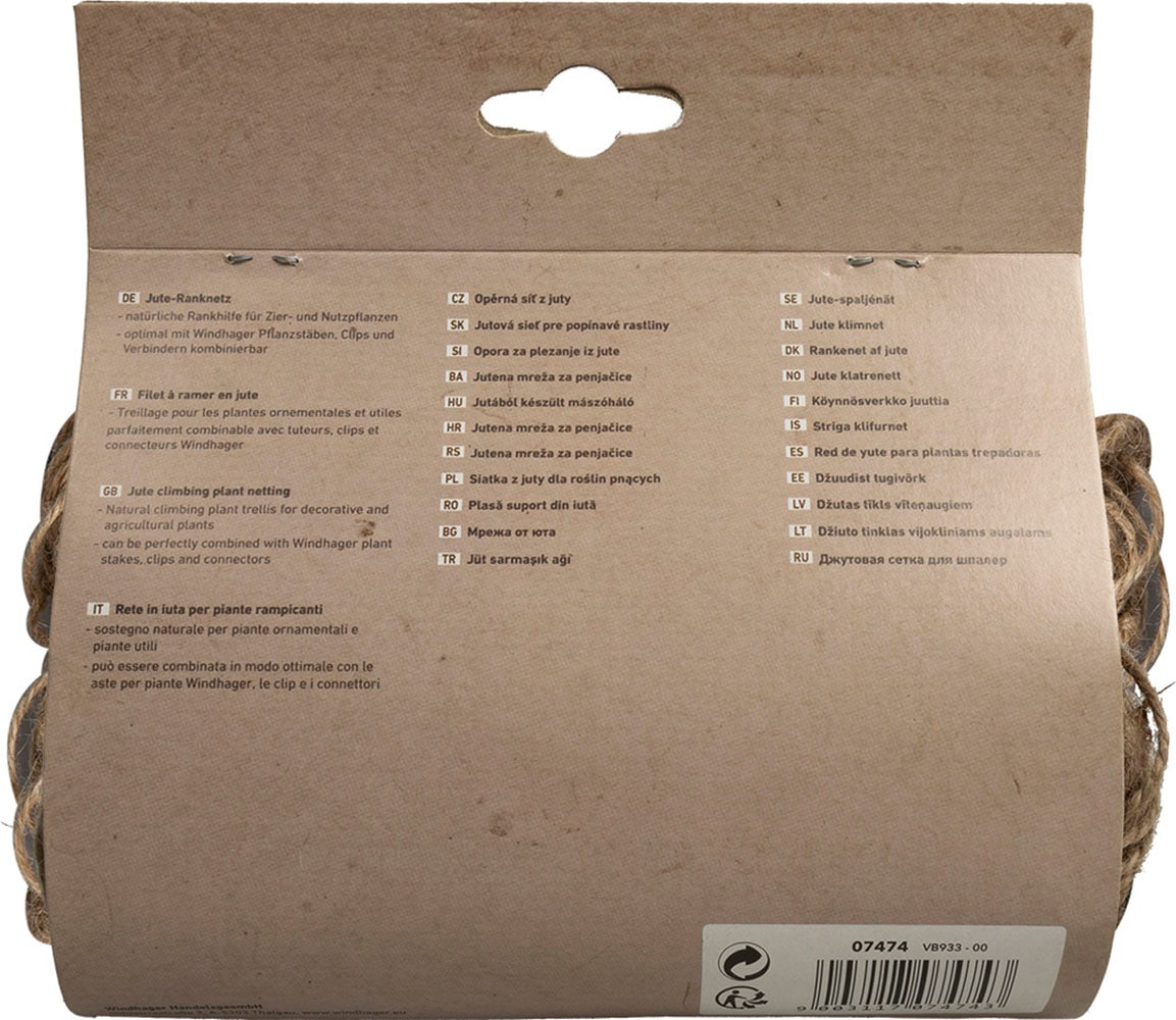 Windhager Rankhilfe »Jute Ranknetz Greenline« Maschenweite 15 cm, Kletternetz ideal für Gemüse, 180 x 250 cm, grün