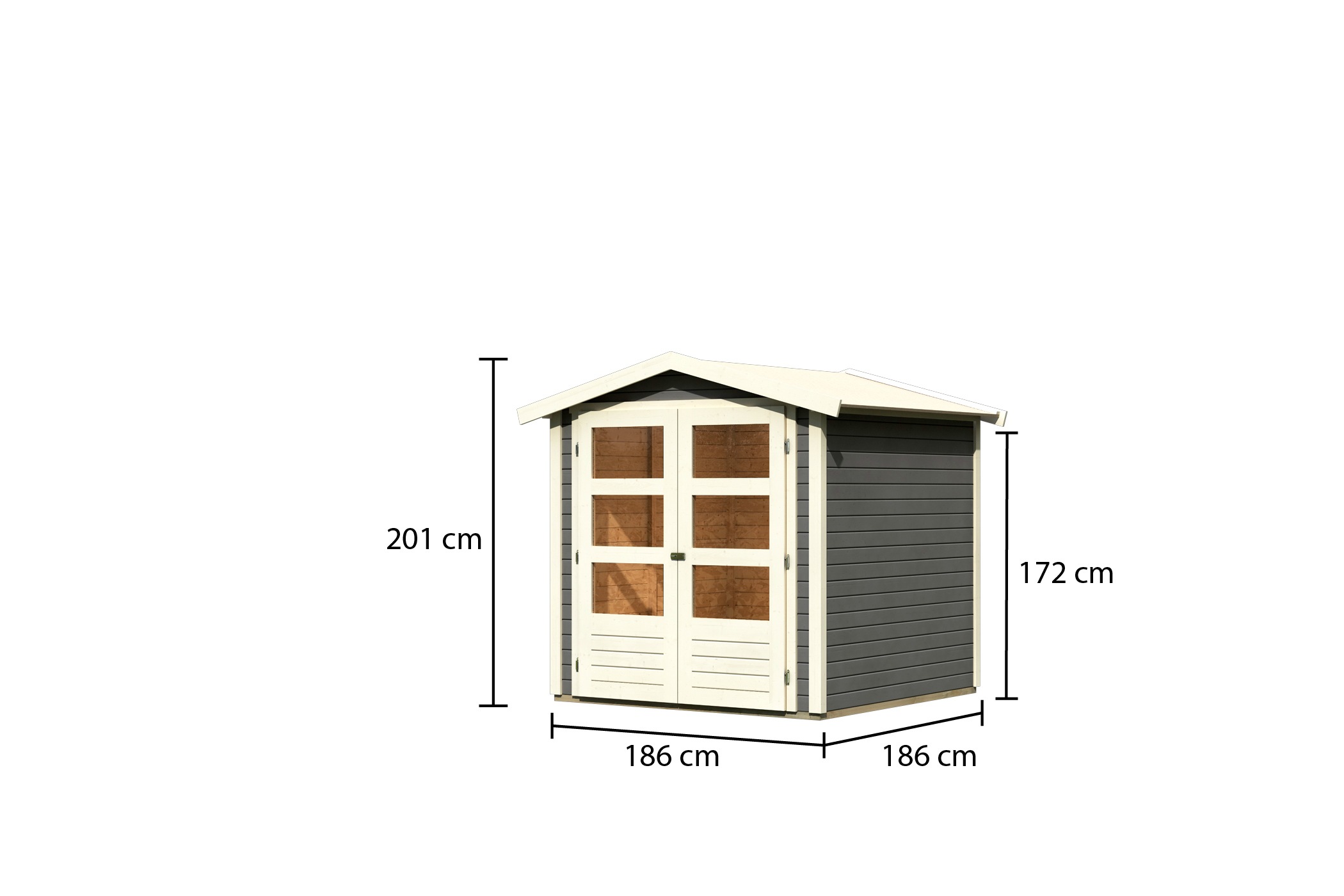 Karibu Gartenhaus »Amberg 2«, (Set), anthrazit, naturbelassen oder terragrau