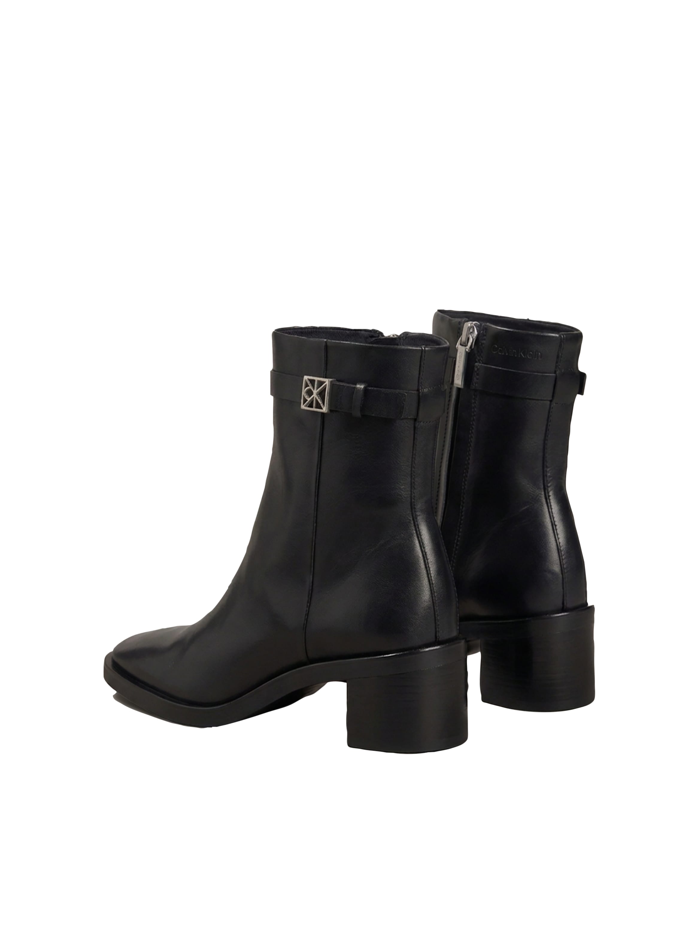 Calvin Klein Stiefelette »BLOCK HEEL ANK BOOT  LTH HDW«  Ankle Boots mit CK-Schnalle, eckige Schuhspitze und Reißverschluss