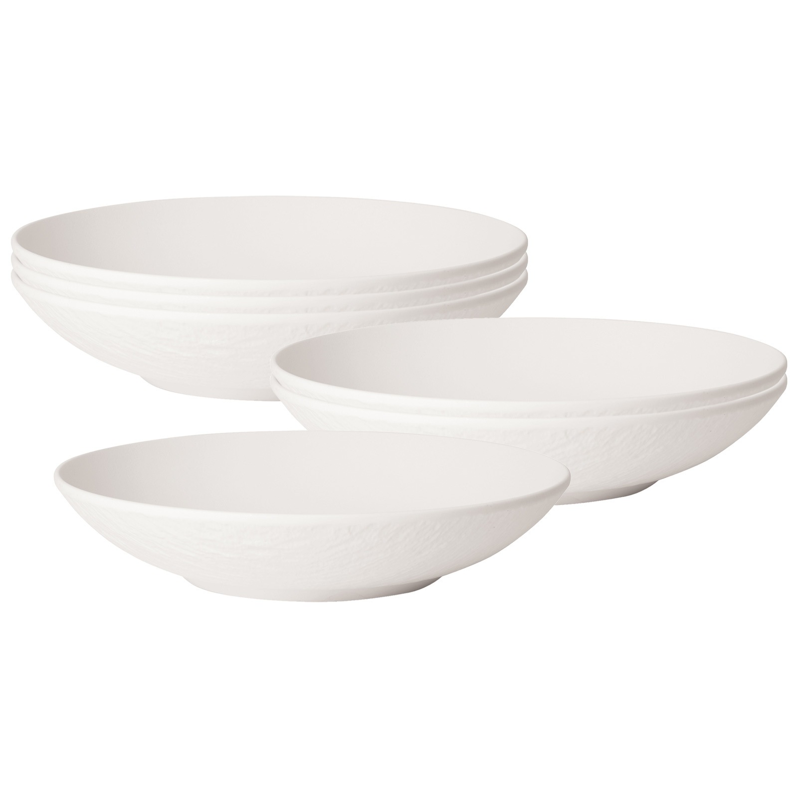 VILLEROY & BOCH Schale "Schalen flach Manufacture Rock Blanc ø 23,5 cm 6er Set weiß", weiß, Schüsseln
