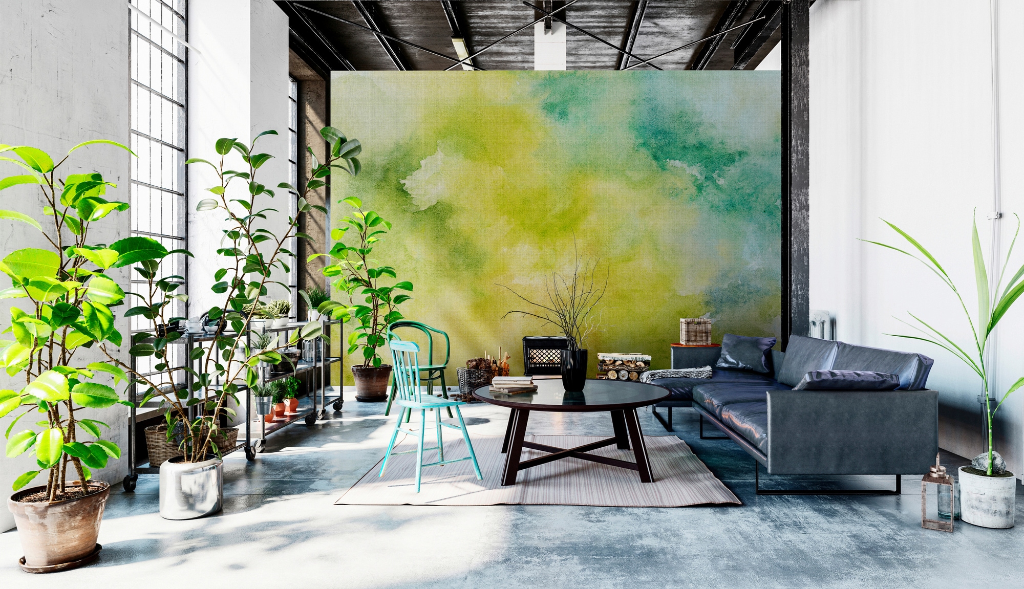 living walls Fototapete »Walls by Patel Watercolours 3« glatt Vlies, Wand, Schräge