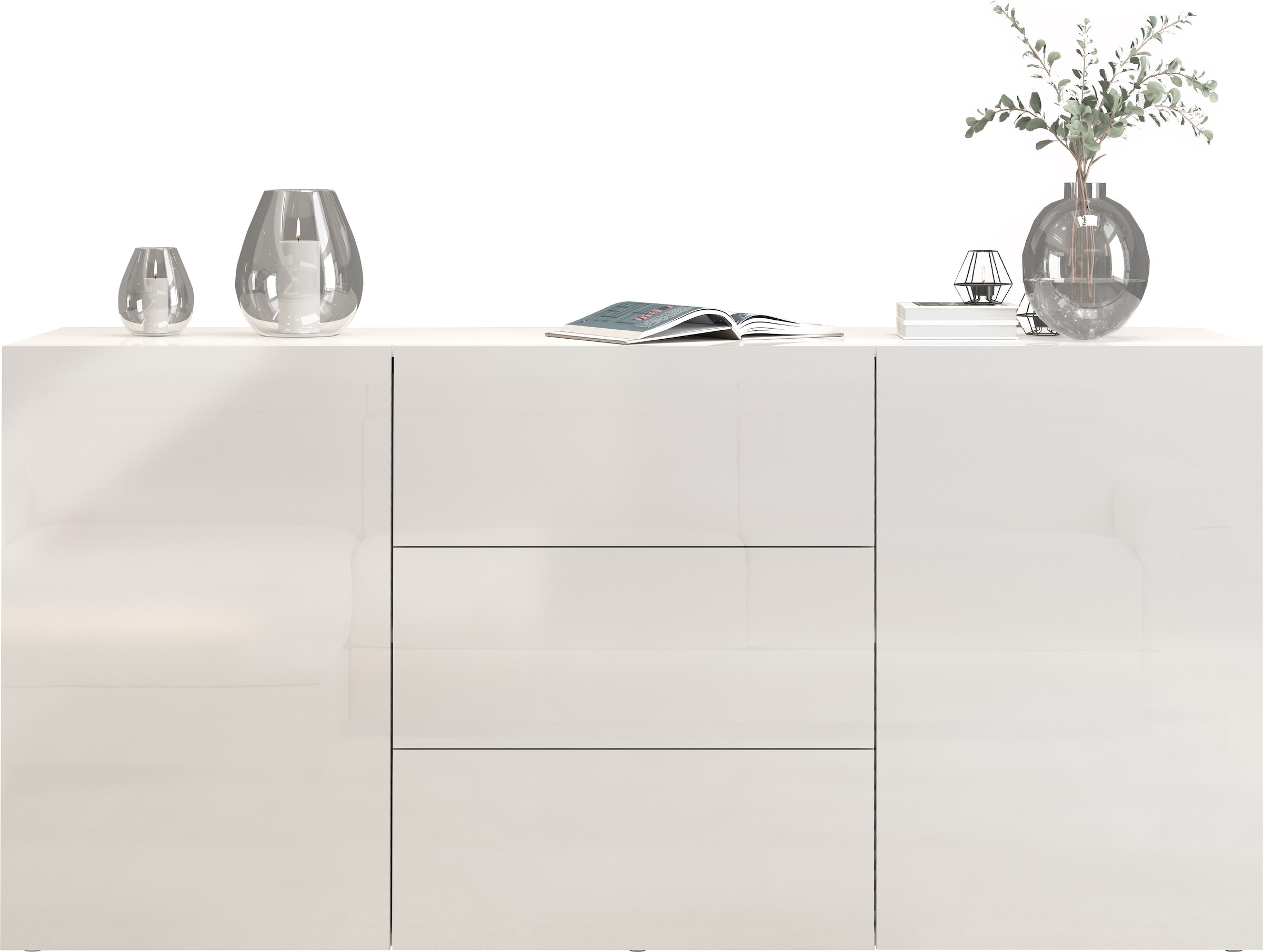 INOSIGN Sideboard »Egypt, Kommode, Schrank, Kredenz, grifflos«, 2 Türen, 3 Schubkästen, kompl. Hochglanz lackiert Breite 160