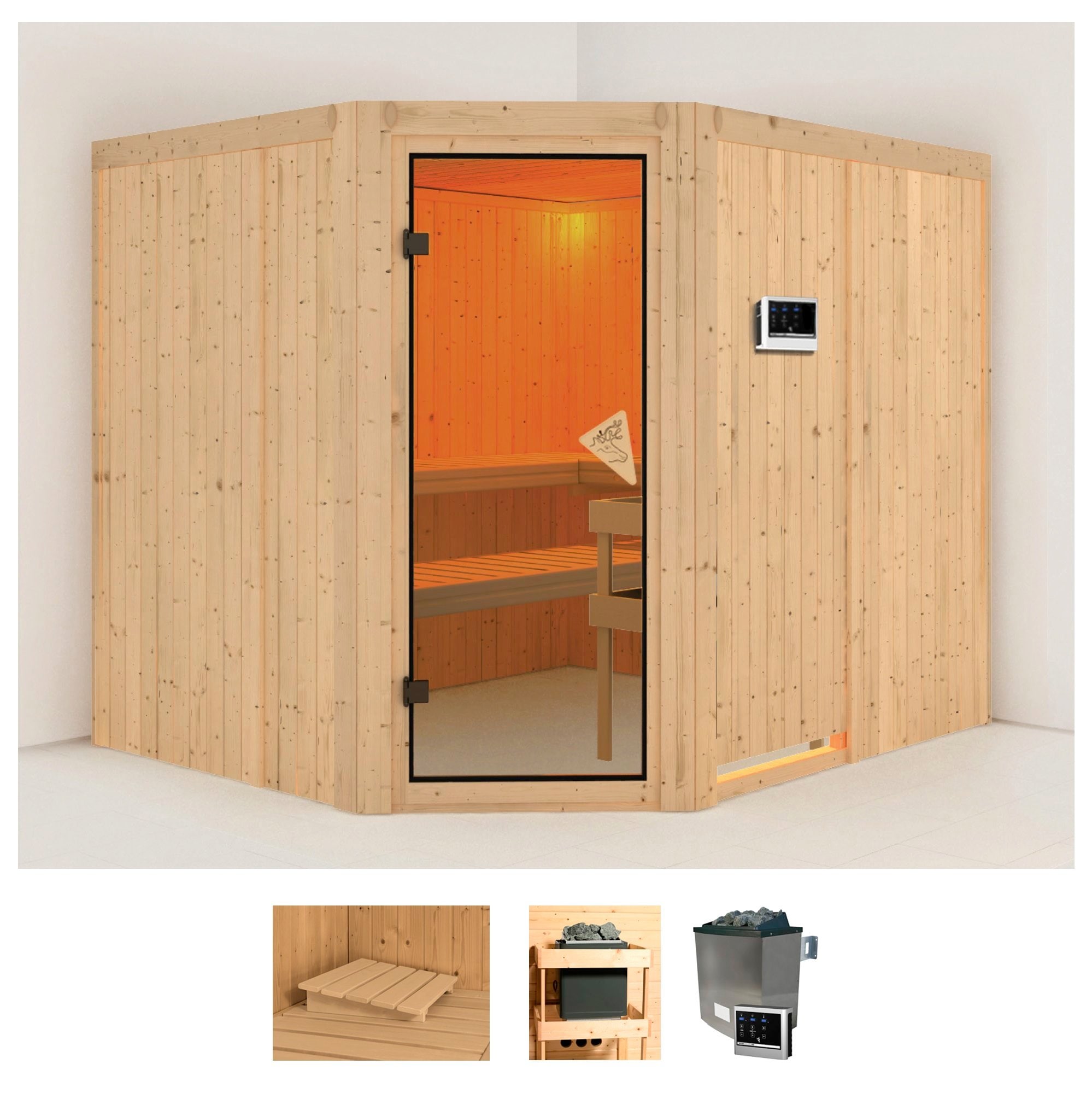 KARIBU Sauna "Marit", Saunaofen, externe Steuerung, 9 kW, beige, Saunen, Ofen 9 KW externe Strg easy