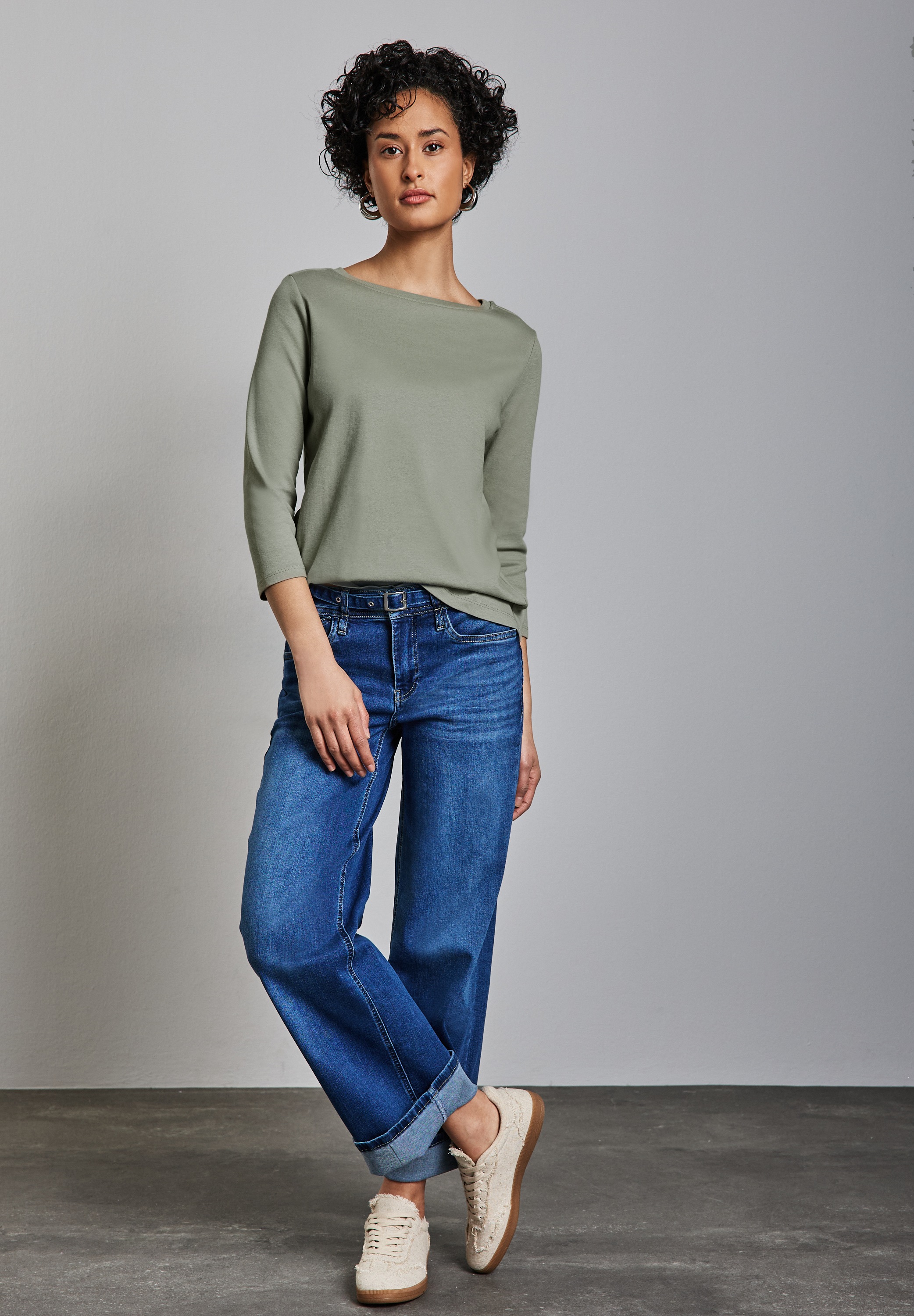 STREET ONE 3/4-Arm-Shirt, mit U-Boot-Ausschnitt