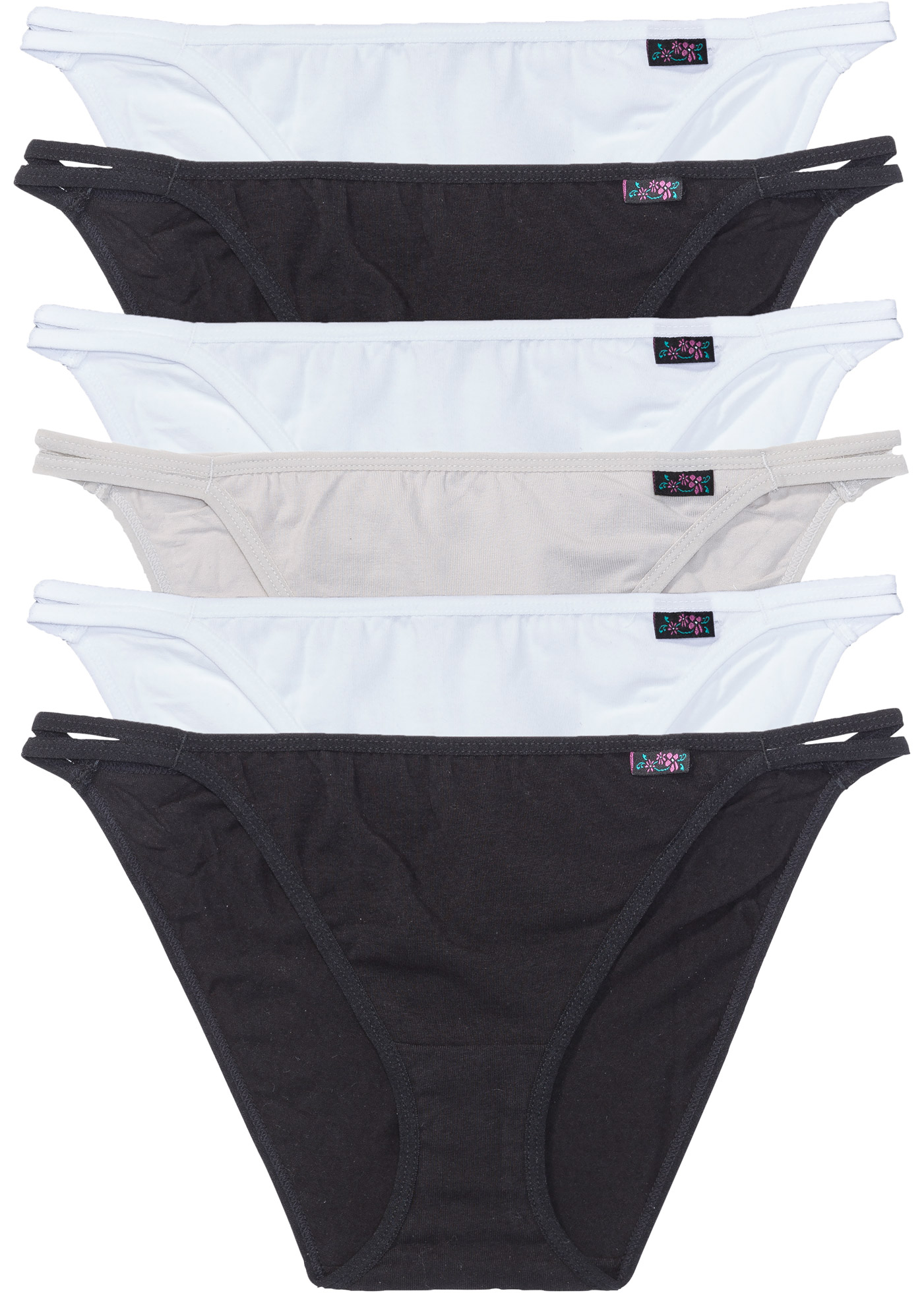 bonprix "Tanga Slip (6er Pack)" Packung, 6 Stk. mit doppelten Seitenbändern, bequeme Passform, im 6er-Pack