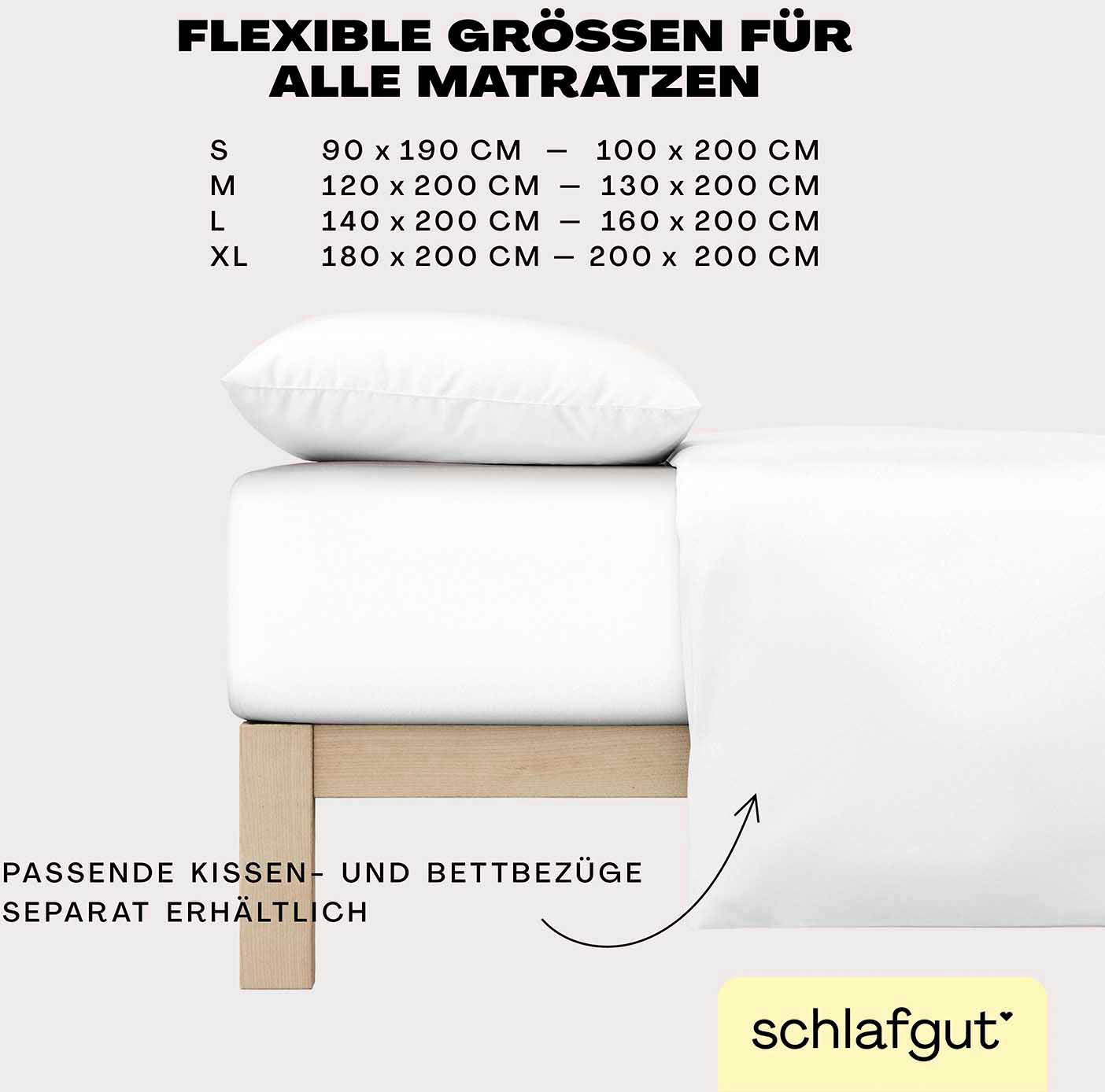 Thumbnail - Schlafgut Spannbettlaken "EASY aus 100% Baumwolle, weich & saugfähig, Marken-Bettlaken", für Matratzen bis 22 cm Höhe, i...