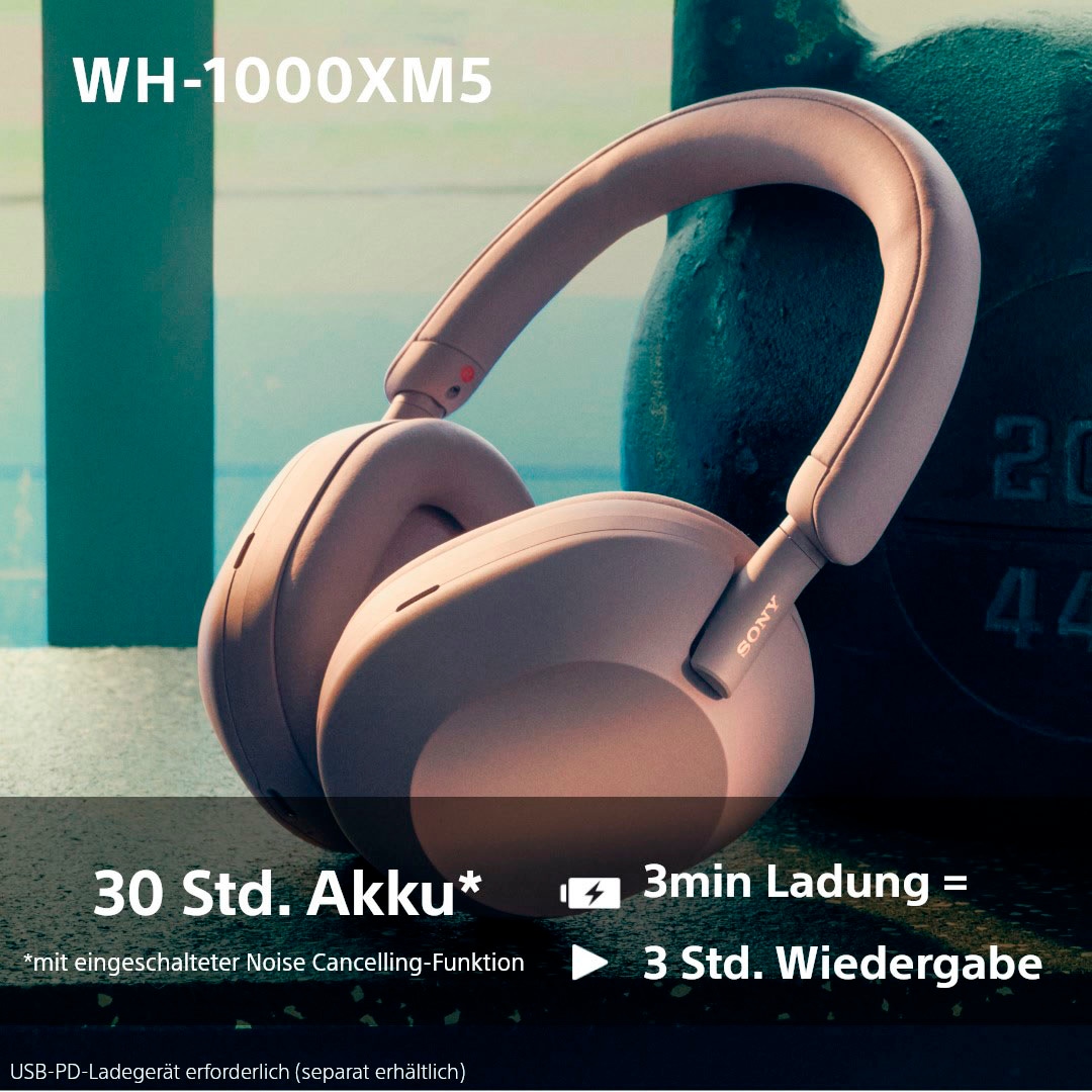 Sony Bluetooth-Kopfhörer »WH1000XM5 kabellos«, A2DP Bluetooth-AVRCP Bluetooth-HFP-HSP-Bluetooth, Multi-Point-Verbindung-Sprachsteuerung-Rauschunterdrückung-Noise-Cancelling-Freisprechfunktion-Hi-Res