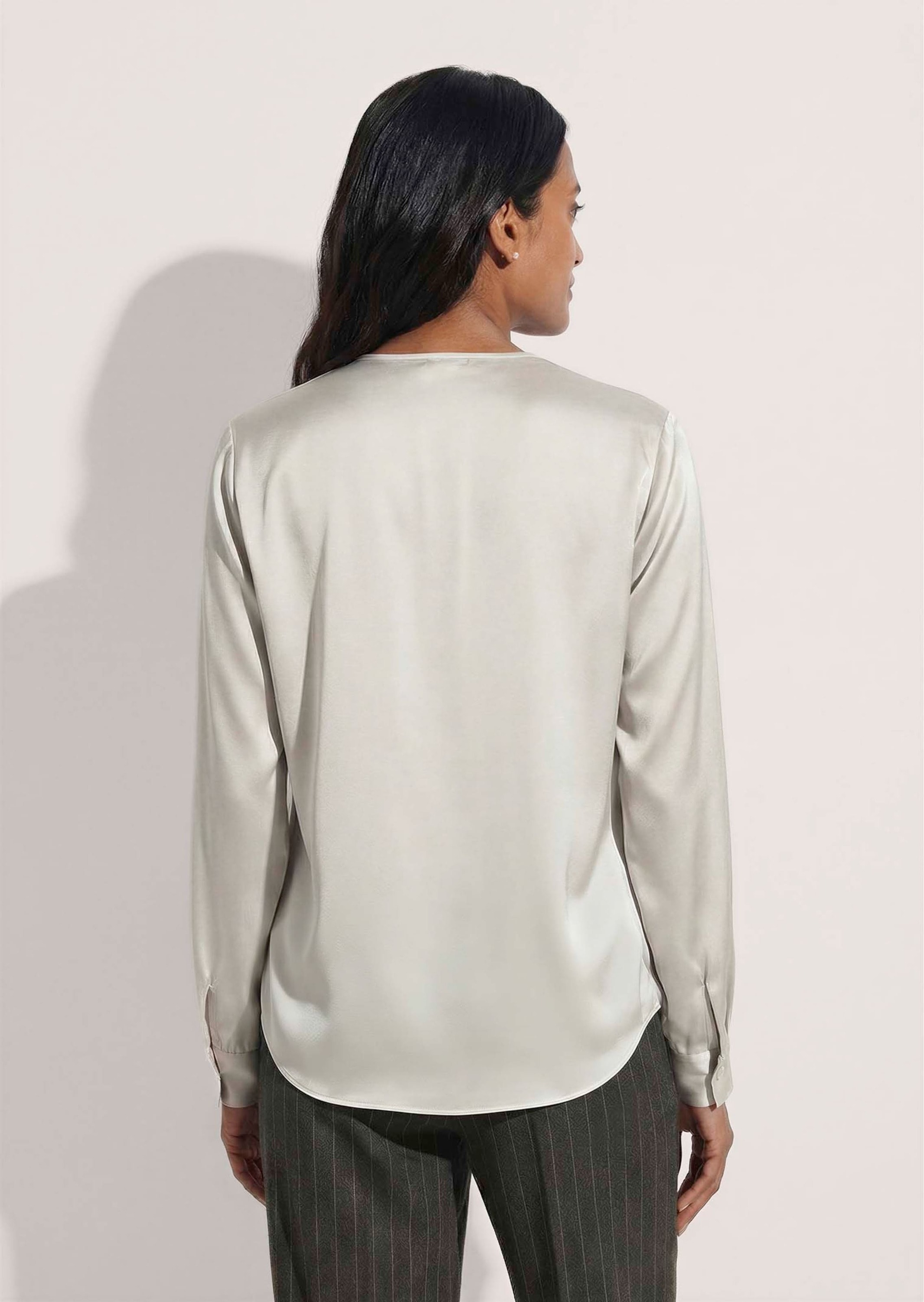 MADELEINE Langarmbluse »Bluse Satinbluse mit gestuften Volants«