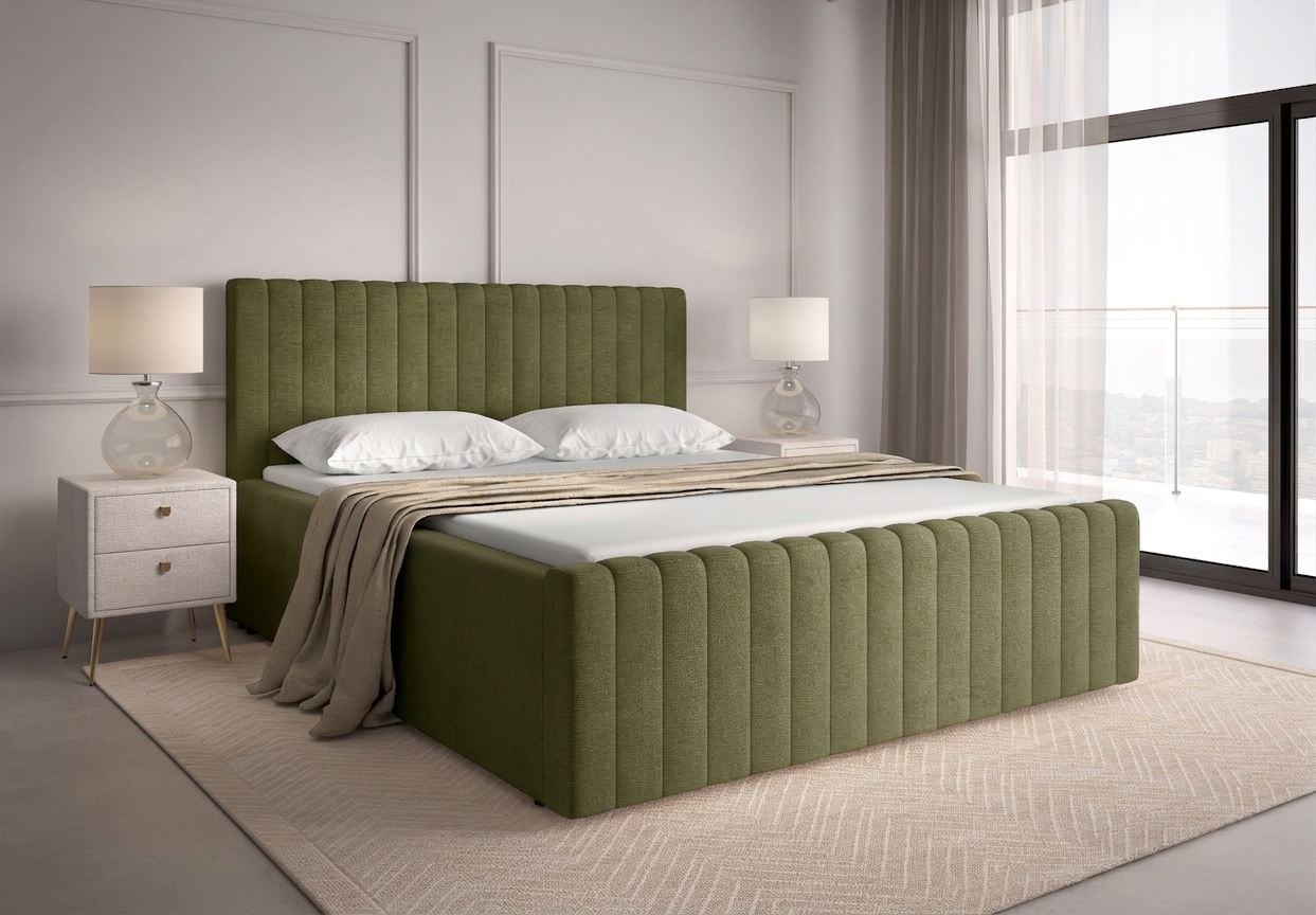 OTTO home Polsterbett "MOIVRE, vertikale Steppung in Rillenoptik, wahlweise mit Bettkasten" Stauraumbett, gepolstertes Kopfteil, ohne Matratze, modernes Design