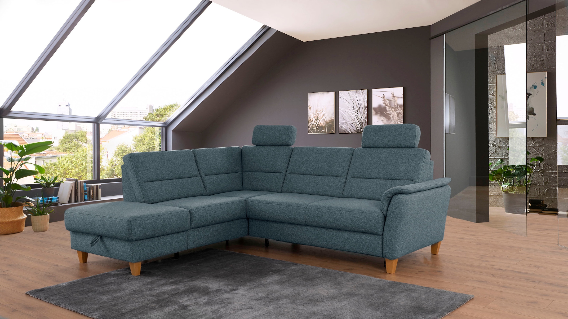 Home affaire Ecksofa "Palmera L-Form, B: 236 cm" optional Bettfunktion & Be günstig online kaufen