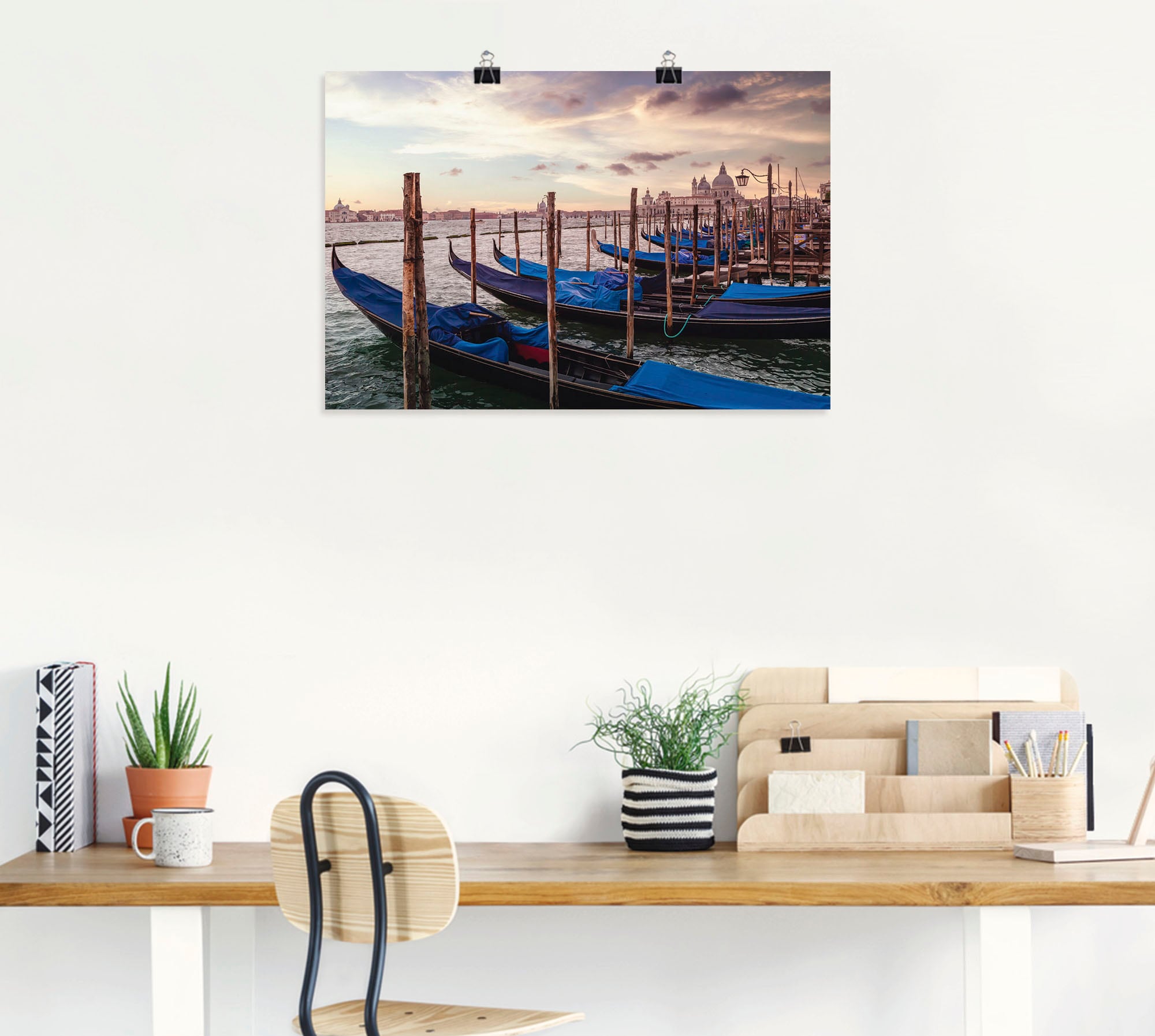 Artland Poster »Venedig Gondeln«, Bilder von Booten & Schiffen, (1 St.), als Alubild, Leinwandbild, Wandaufkleber oder Poster in versch. Größen