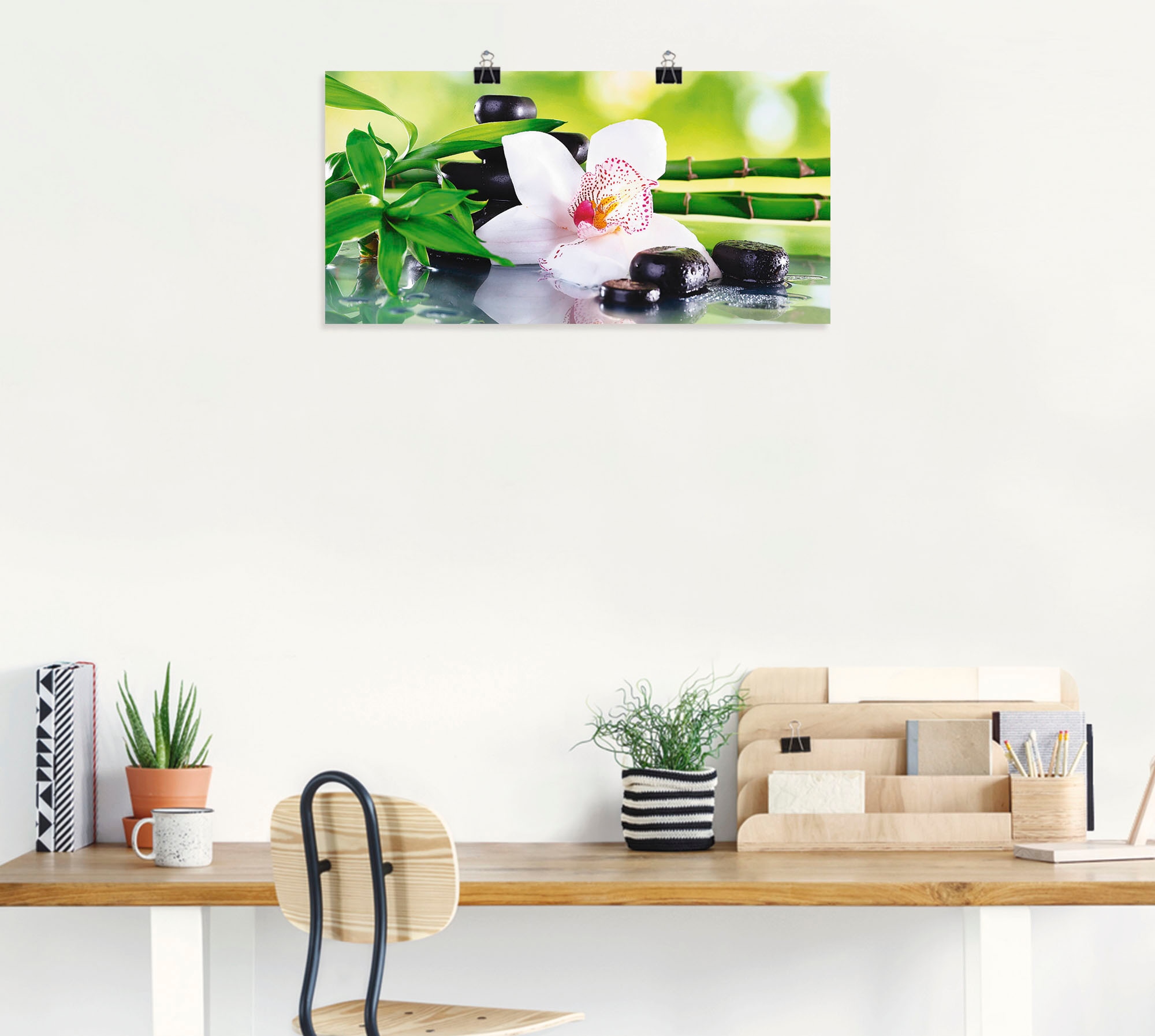 Artland Wandbild »Spa Steine Bambus Zweige Orchidee«, Zen, (1 St.), als Alubild, Outdoorbild, Leinwandbild, Poster, Wandaufkleber