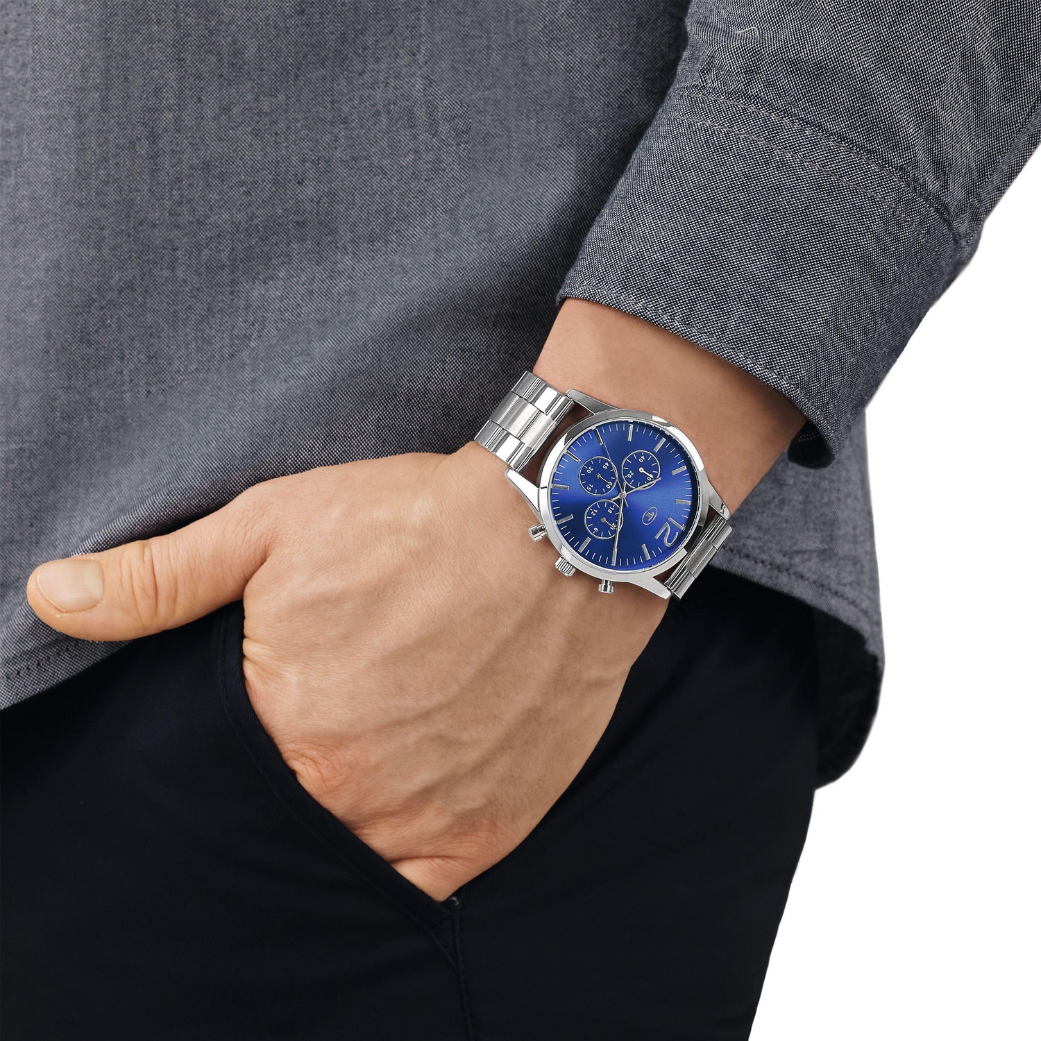 TOM TAILOR Chronograph Quarzuhr, Armbanduhr, Herrenuhr, Edelstahlarmband, analog