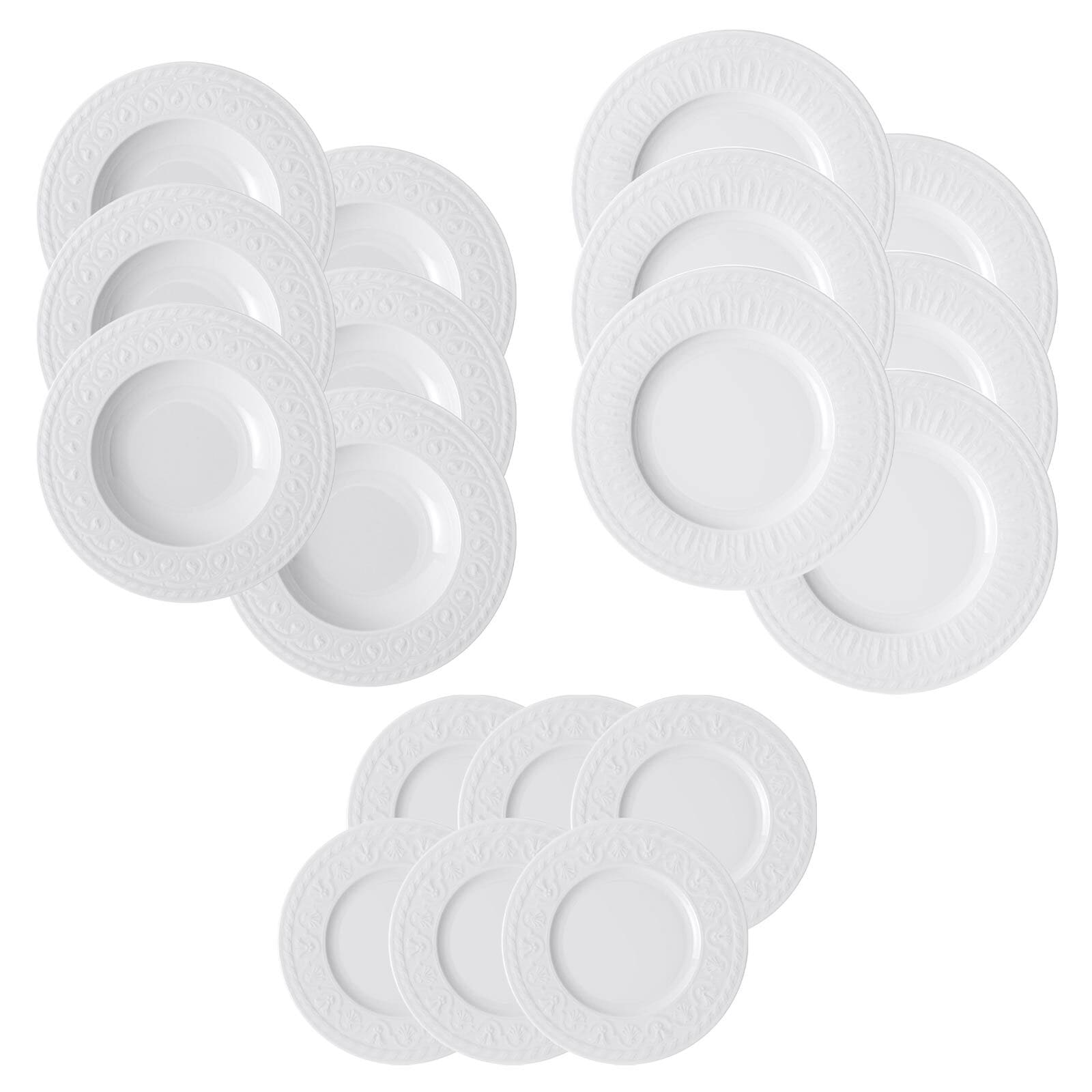 Villeroy & Boch Geschirr-Set "Teller-Set Cellini 18er Set weiß" Spülmaschinengeeignet, Mikrowellenfest