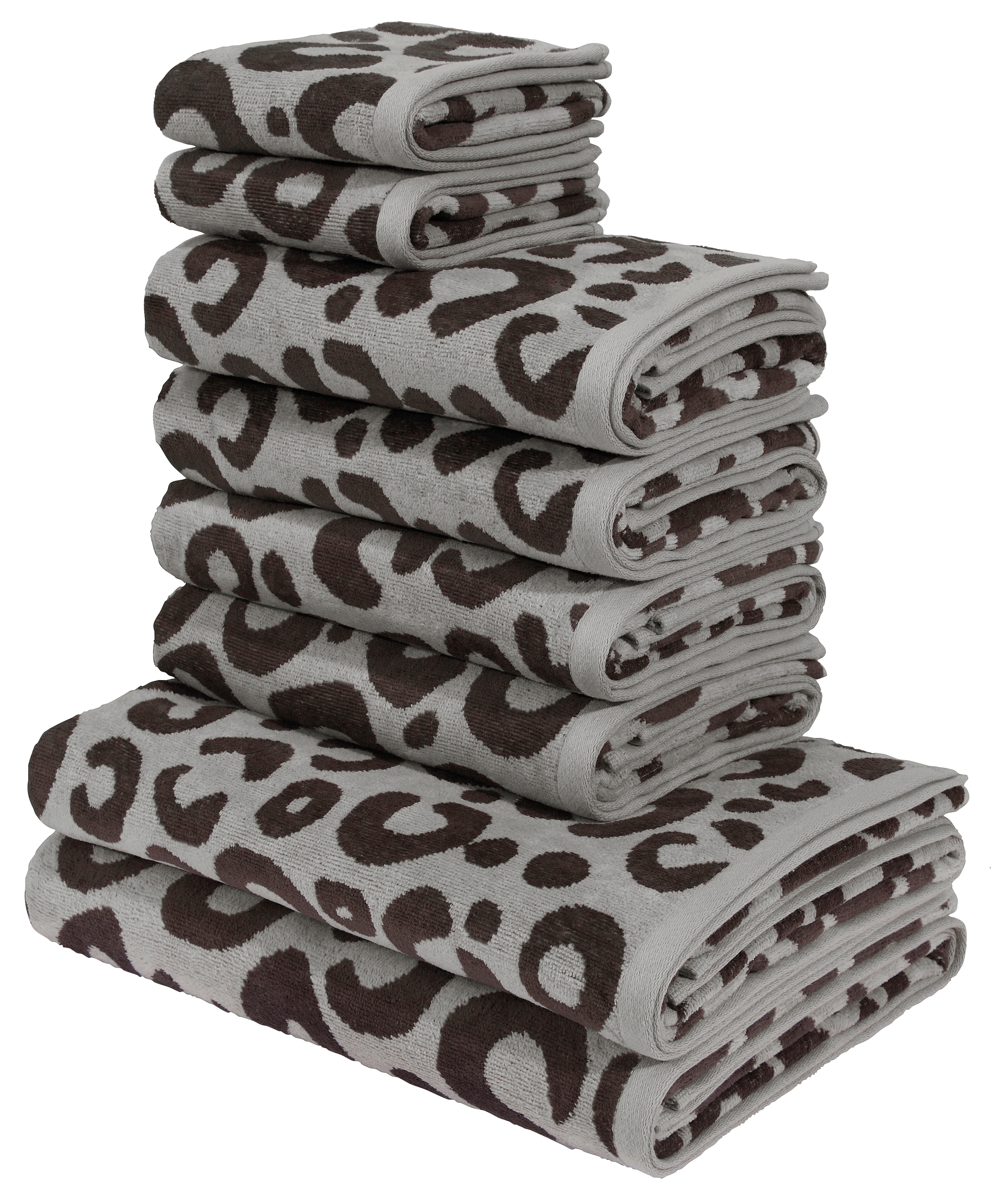 OTTO home Handtuch Set "Anna Leopardenmuster, 8-tlg Handtuch-Set, 100% Baumwolle" Set 8 Frottiervelours Duschtücher, Handtücher und Gästetücher, weich, modern, Animal Print