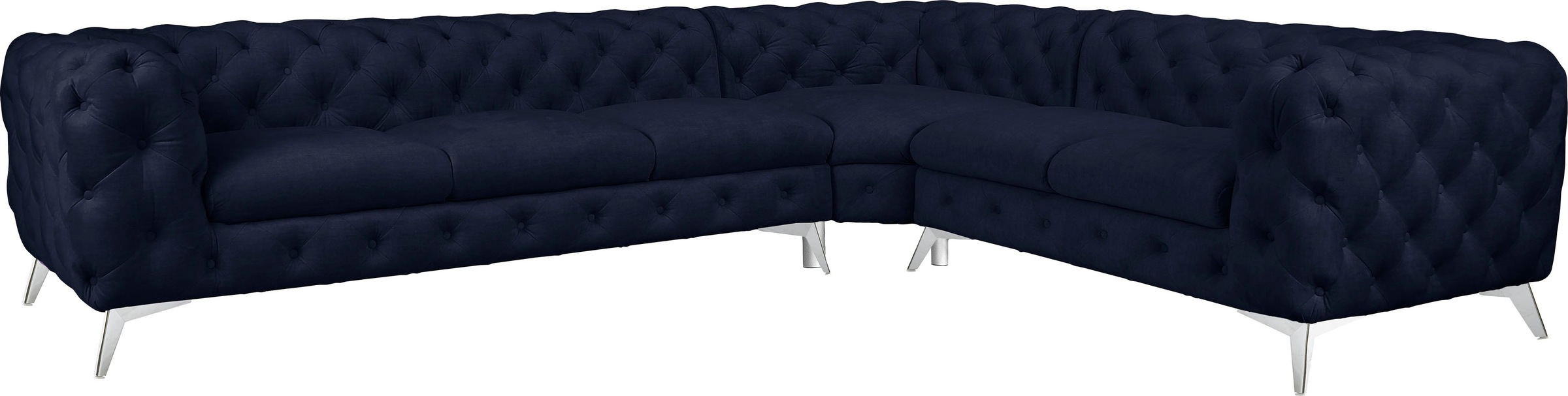 Thumbnail - Leonique Chesterfield-Sofa "Ecksofa GLYNIS L-Form mit Wellenunterfederung, Maße B/T/H 323/264/75cm", aufwändige Knopfhef...