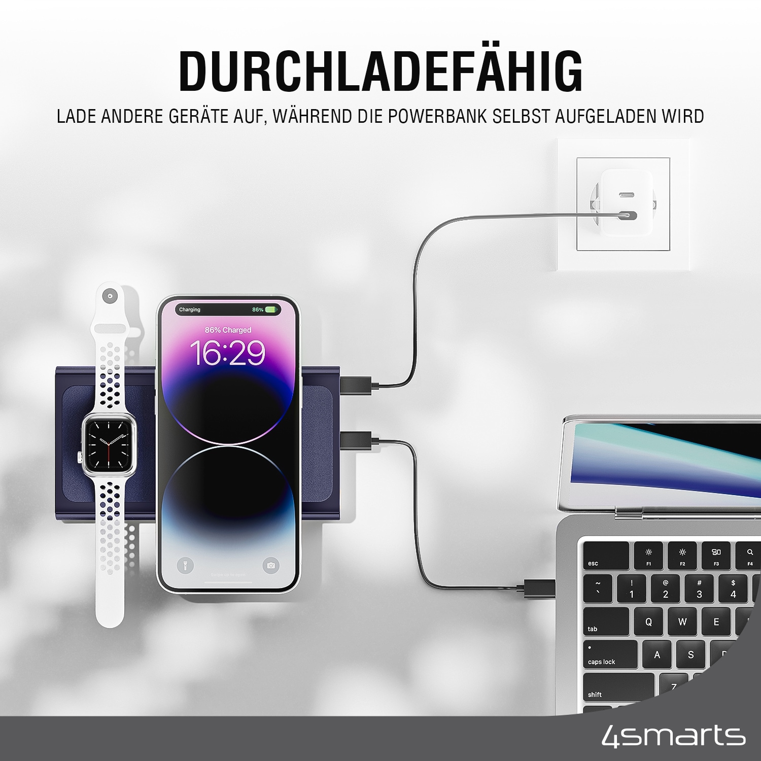 4smarts Powerbank »Powerbank Graphene Pro UltiMag 24000mAh 240W«, 4smarts Powerbank Graphene Pro UltiMag 24000mAh 240W,kobalt, 5000 mAh