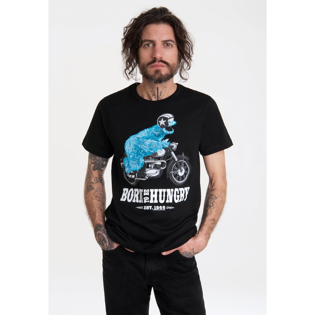 LOGOSHIRT T-Shirt »Sesamstraße - Krümelmonster Motorrad«