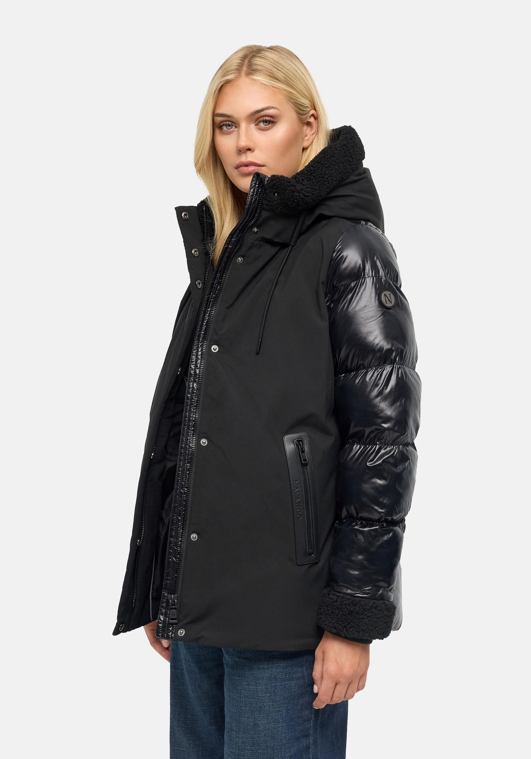 Navahoo Winterjacke »Herzschmelz 14« mit Kapuze Warme Damen Jacke mit Teddy-Kunstfell Details