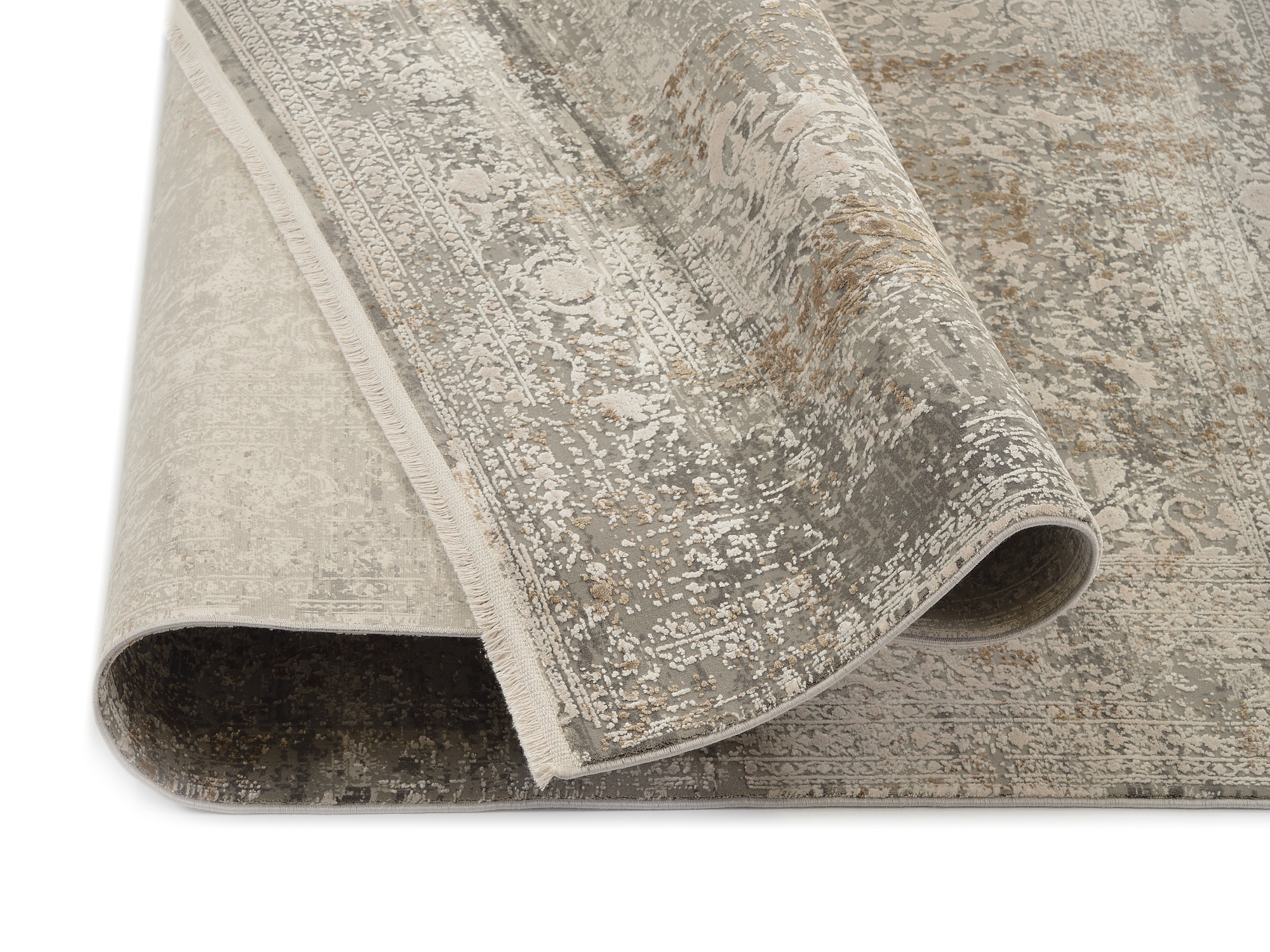 OCI DIE TEPPICHMARKE Teppich »BESTSELLER CAVA«, rechteckig, 8 mm Höhe, Glanz Viskose, mit Fransen, Hoch Tief Struktur, Vintage, Wohnzimmer