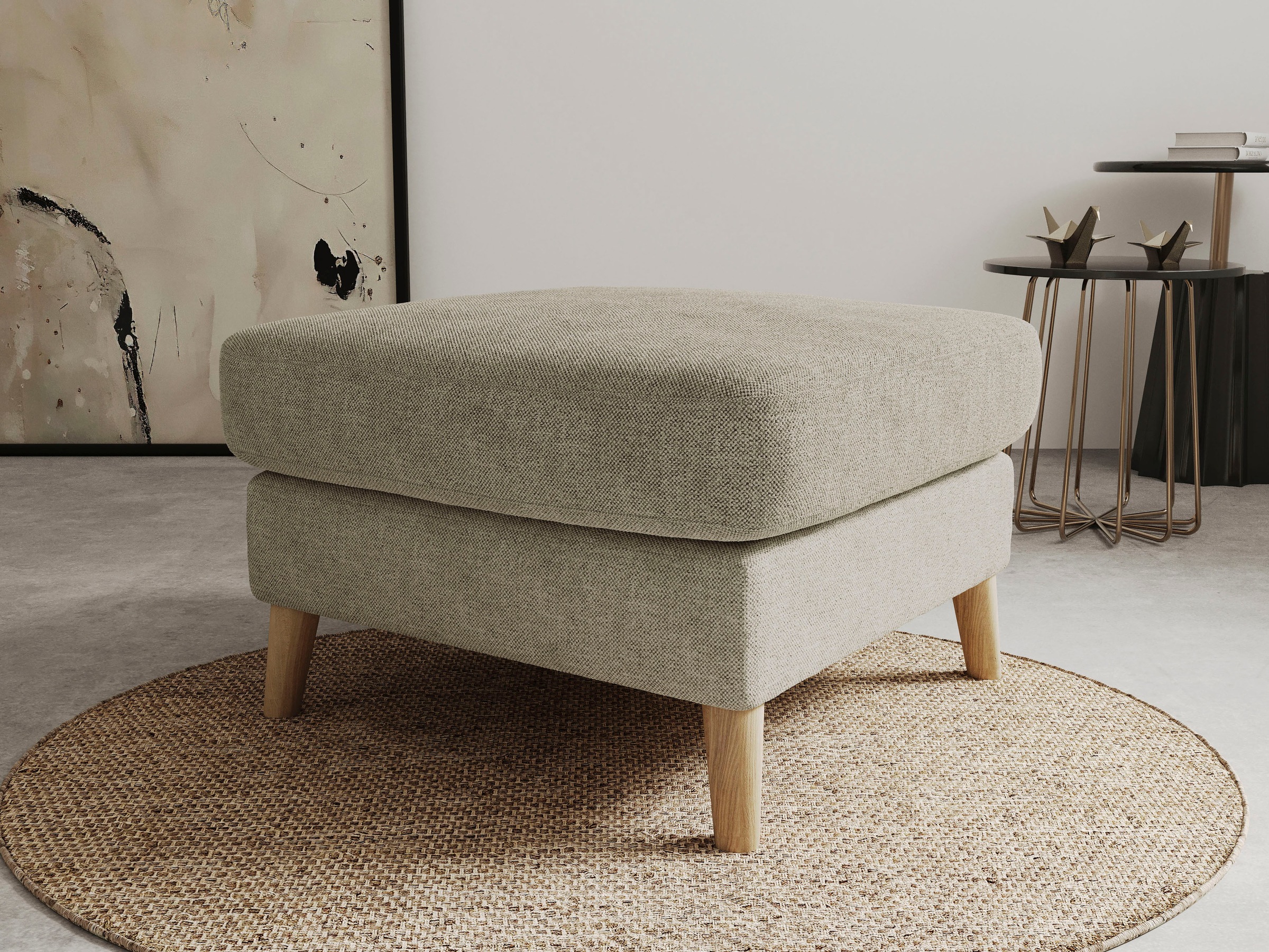 Home affaire Polsterhocker "MARSEILLE", Massivholzbeine Eiche, Landhausstil günstig online kaufen