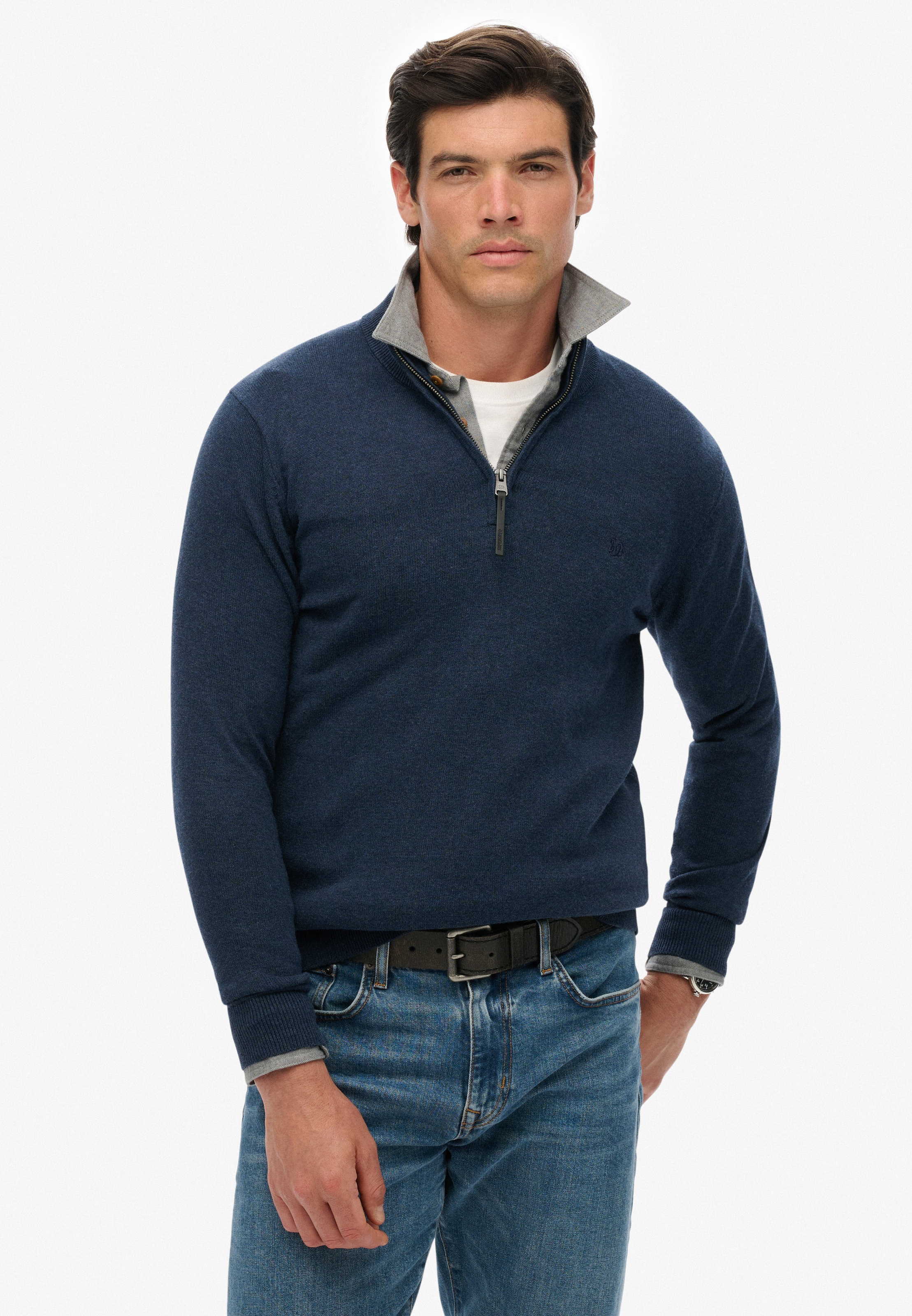 Superdry Strickpullover "ESSENTIALS COTTON HALF ZIP" günstig online kaufen