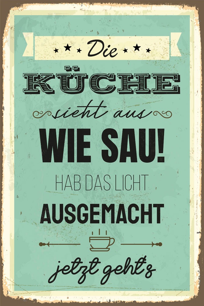 queence Metallbild "Küche wie Sau", Schriftzüge-Schriftzug, (1 St.), Stahls günstig online kaufen