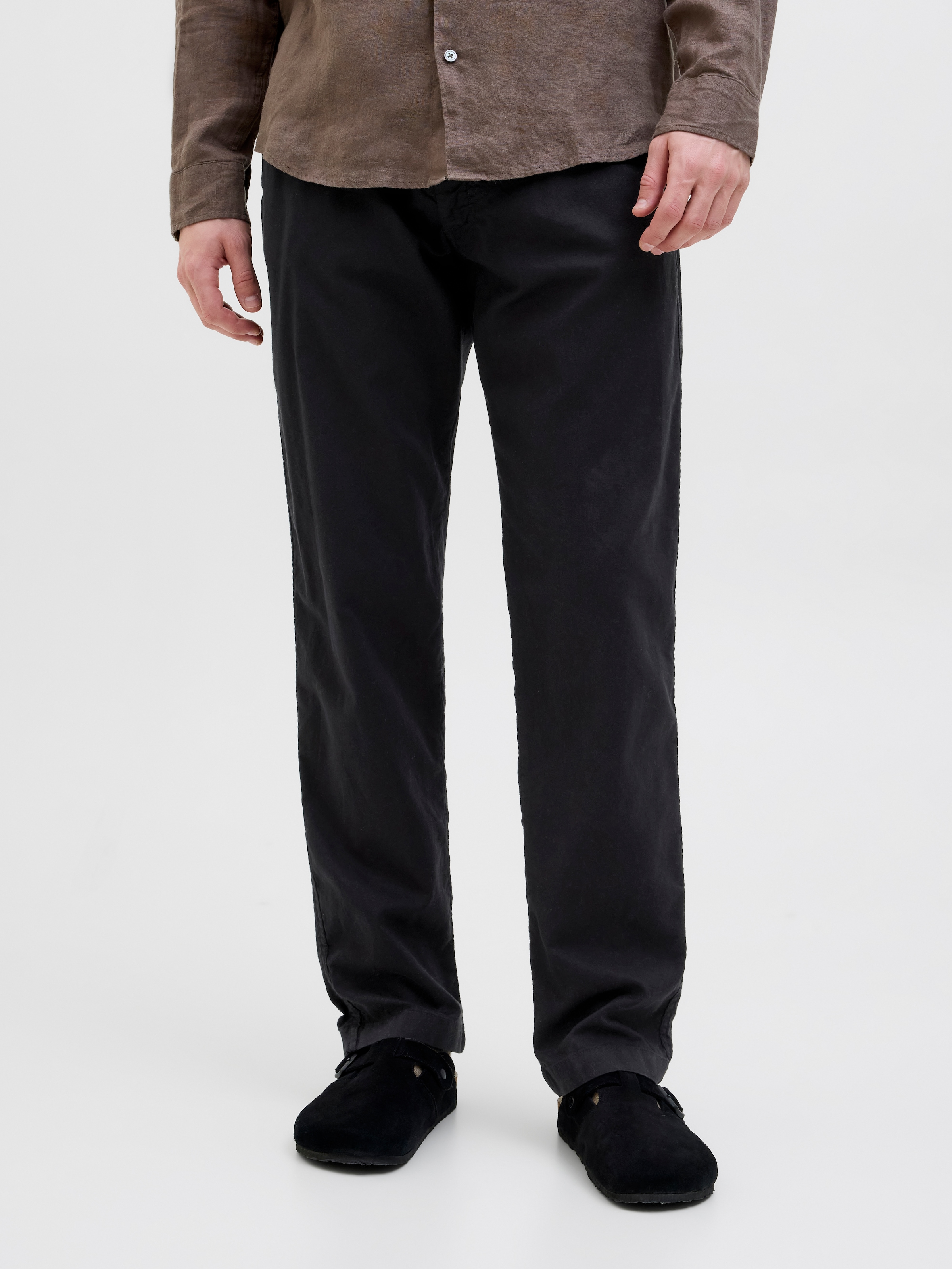 Jack & Jones Stoffhose "JPSTKANE HYBRID BONDI JOGGER SN" Baumwolle mit Leinen, locker geschnitten