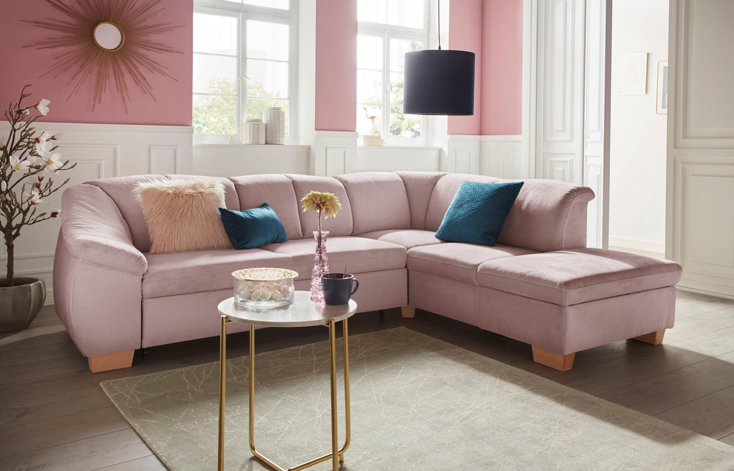sit&more Ecksofa "Santo L-Form", mit Federkern, wahlweise mit Bettfunktion günstig online kaufen