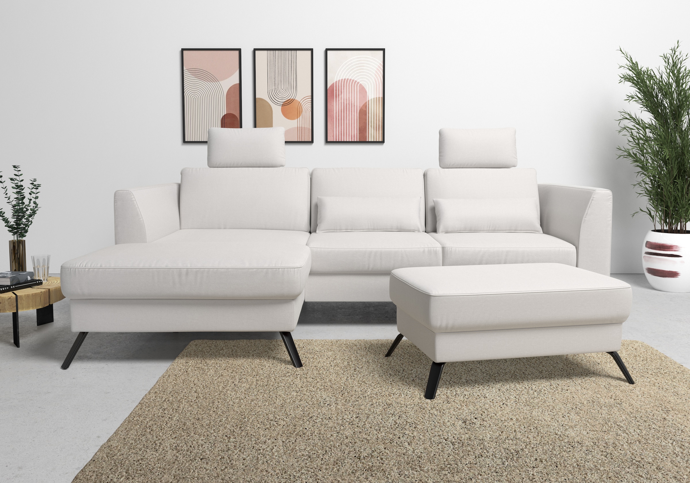 sit&more Ecksofa "Olsen L-Form" inklusive Sitztiefenverstellung, optional Schlaffunktion, 15cm hoch