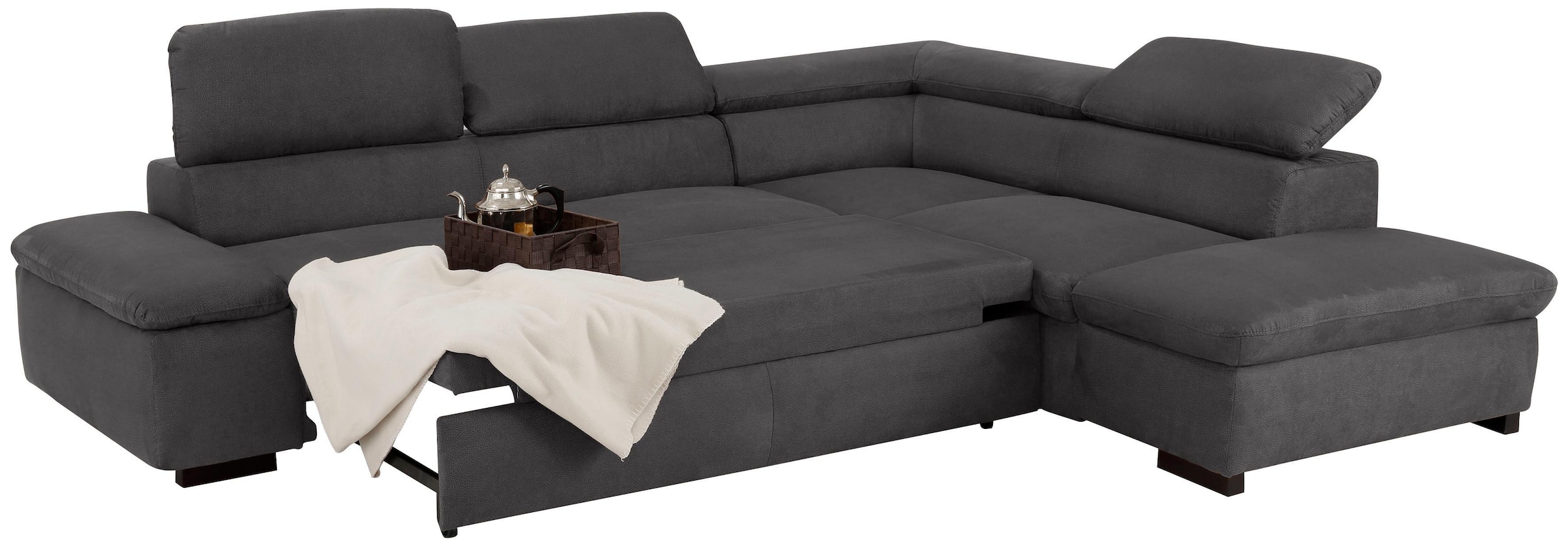 Home affaire Ecksofa »Alberto L-Form«, mit Kopfteilverstellung, wahlweise mit Bettfunktion