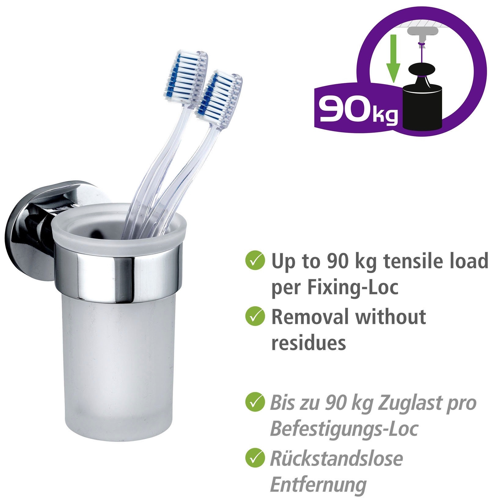 WENKO Zahnputzbecher »UV-Loc® Maribor«, befestigen ohne Bohren mit innovativem Klebesystem