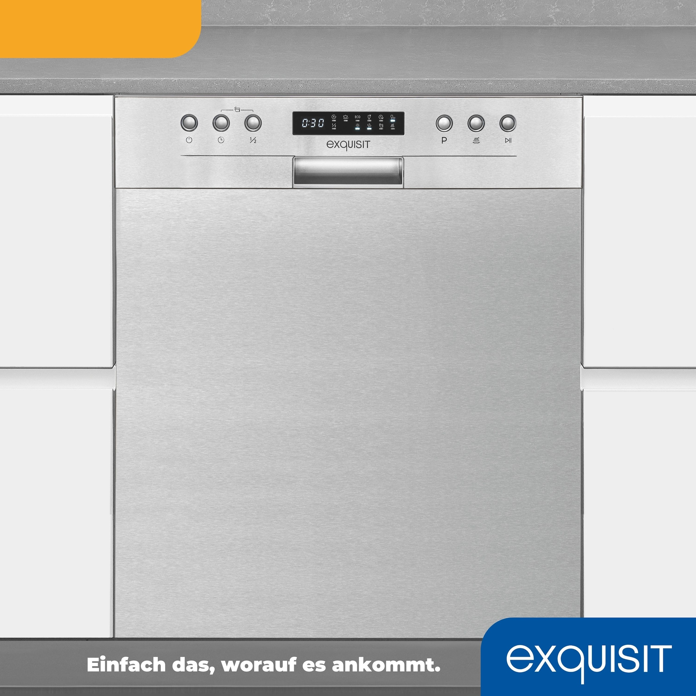 exquisit teilintegrierbarer Geschirrspüler »EGSP9414-EF-030D inox«, 14 Maßgedecke