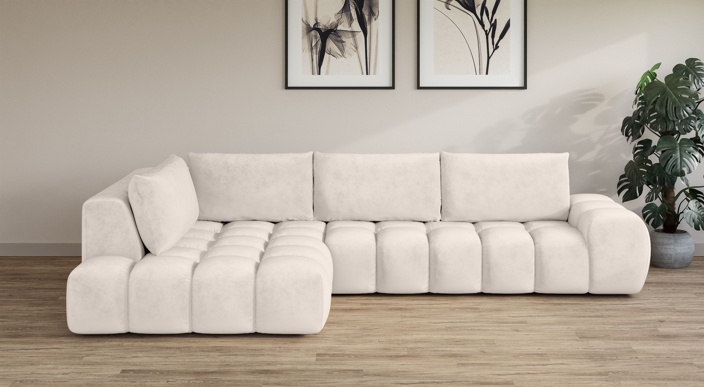 OTTO home Ecksofa "AZITA L-Form, XXL 352 cm Designsofa in Bubble-Opitk" los günstig online kaufen