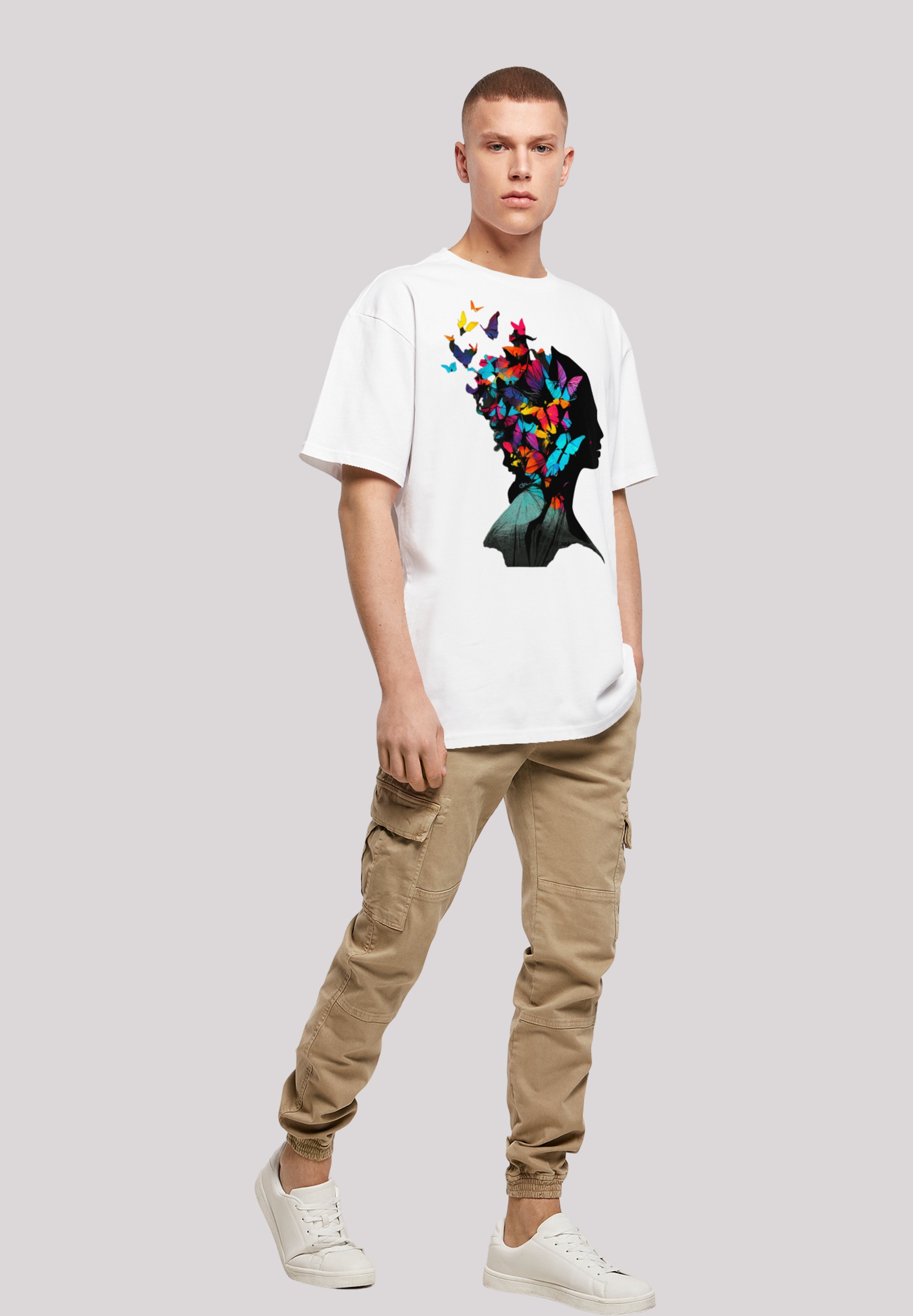 F4NT4STIC T-Shirt »Schmetterling Silhouette OVERSIZE TEE«, Print