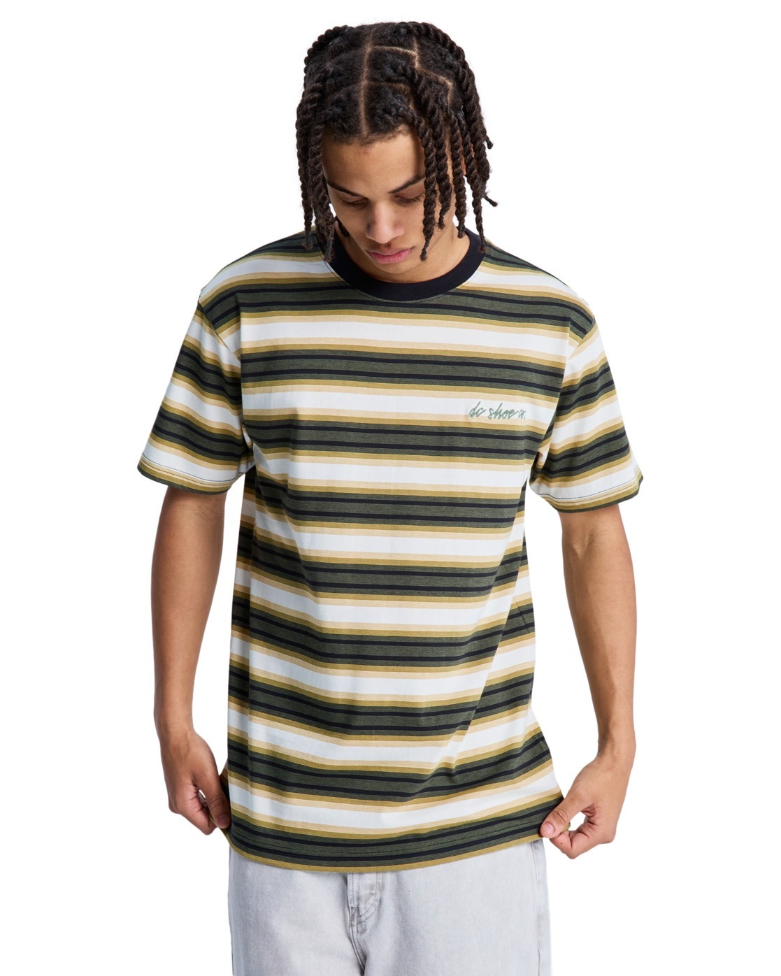 Dc Shoes T-shirt à Manches Courtes Sheriff Stripe Golden Olive XL Homme
