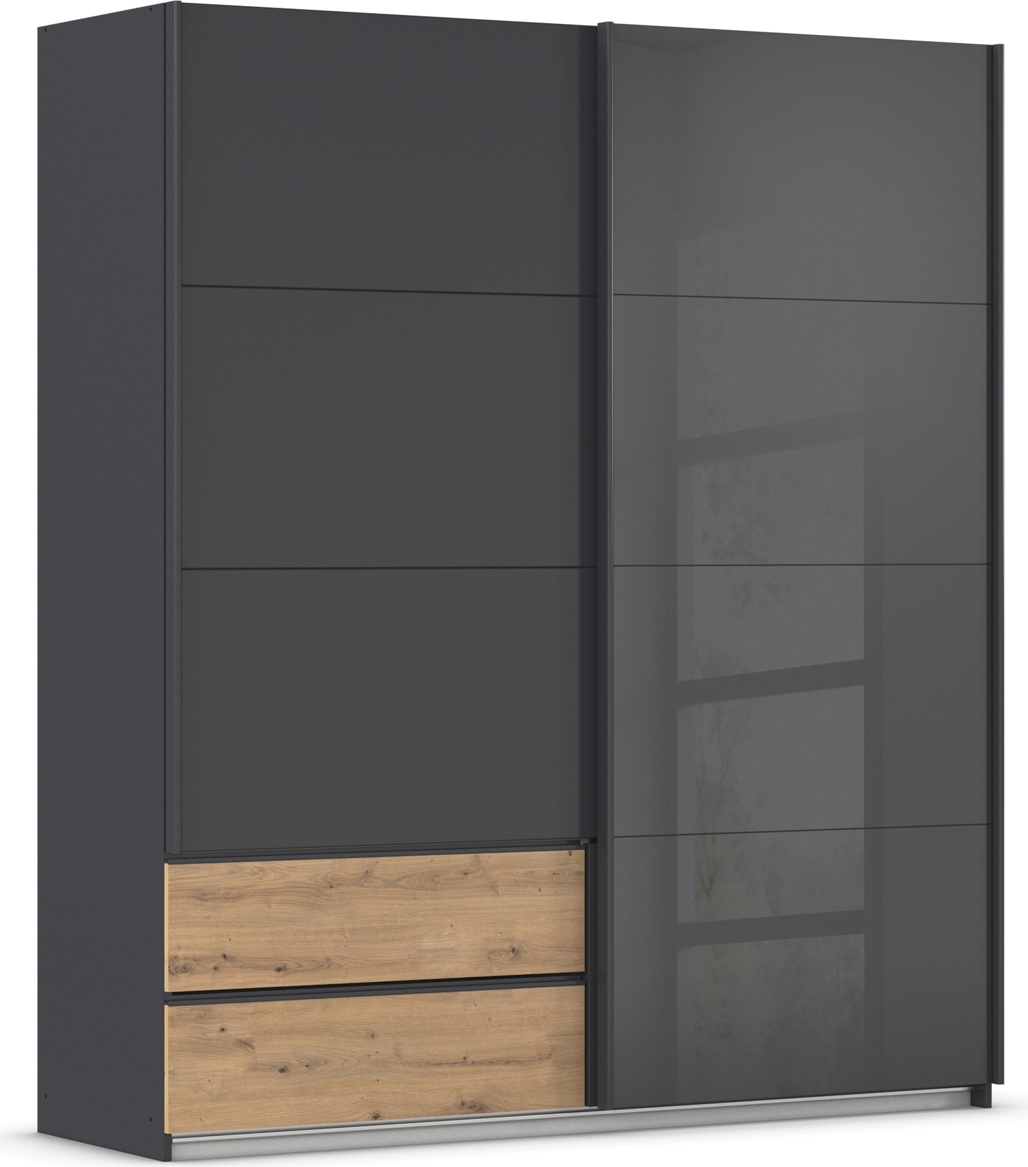 rauch "Kleiderschrank Schrank Garderobe ELARA Glastür/Grauspiegel" praktische Schubladen optional farblich abgesetzt MADE IN GERMANY
