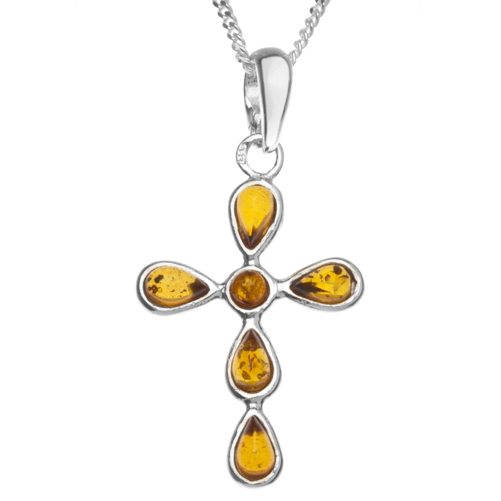 OSTSEE-SCHMUCK Damen Kette mit Anhänger "Ostsee-Schmuck Kette mit Anhänger Kreuz Kette mit Anhänger Kreuz", 45cm, Silber 925 (Sterlingsilber), L: 42,