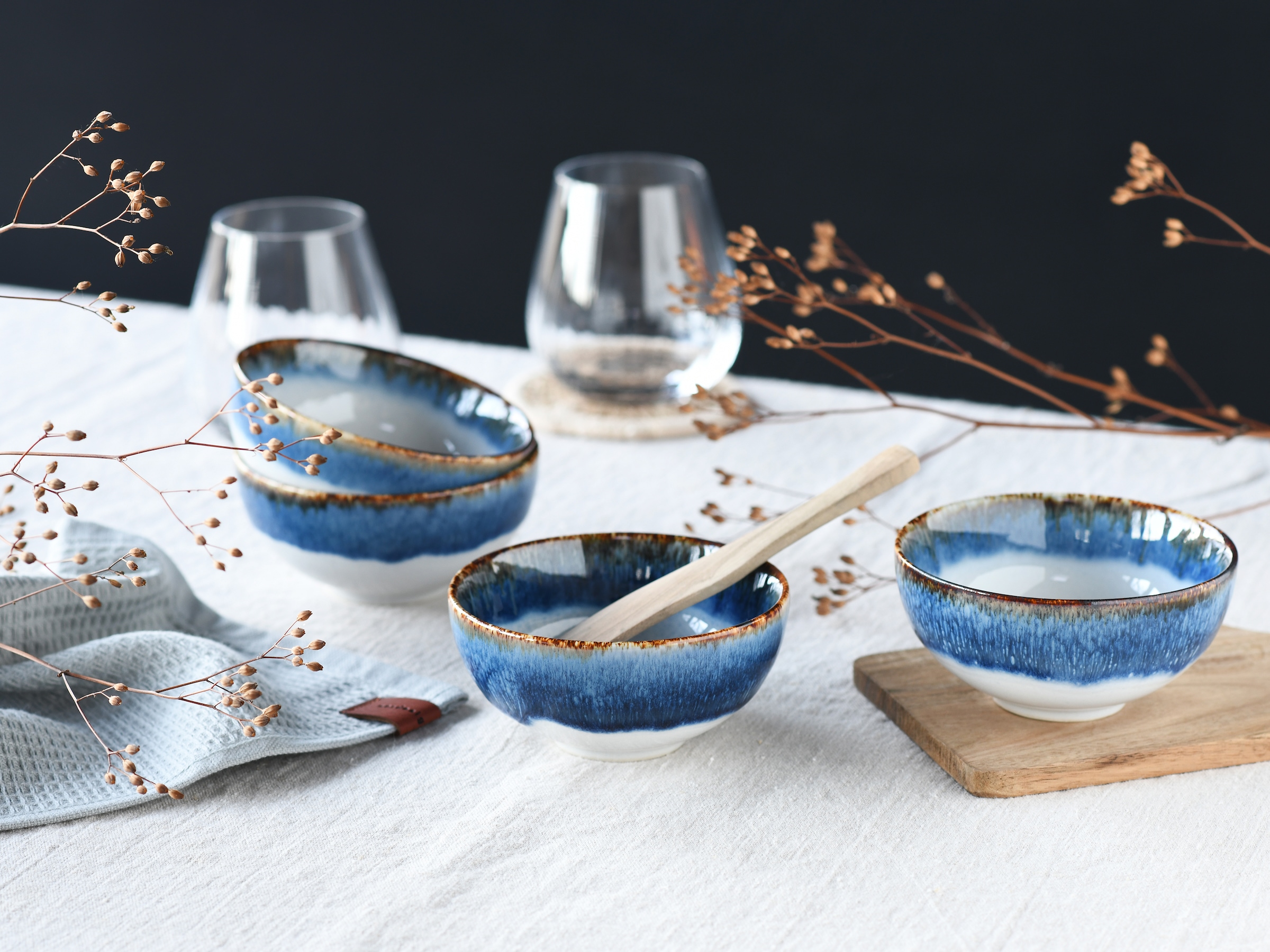 CreaTable Dipschale »Cascade, Schale 6-tlg« 6 Stk. aus Steinzeug Rekativglasur, Healthy Food