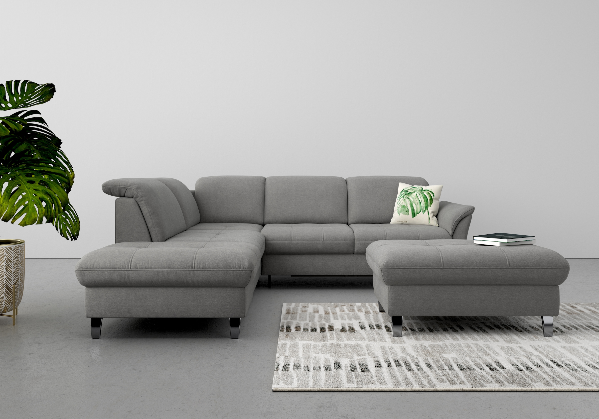 Ecksofa SIT & MORE "Maggiore L-Form", grau, B:261cm T:224cm, 98% Polyester, 2% Polyamid, Sofas, Ecksofa, wahlweise mit Kopfteilverstellung, Bettfunktion und Stauraum 10